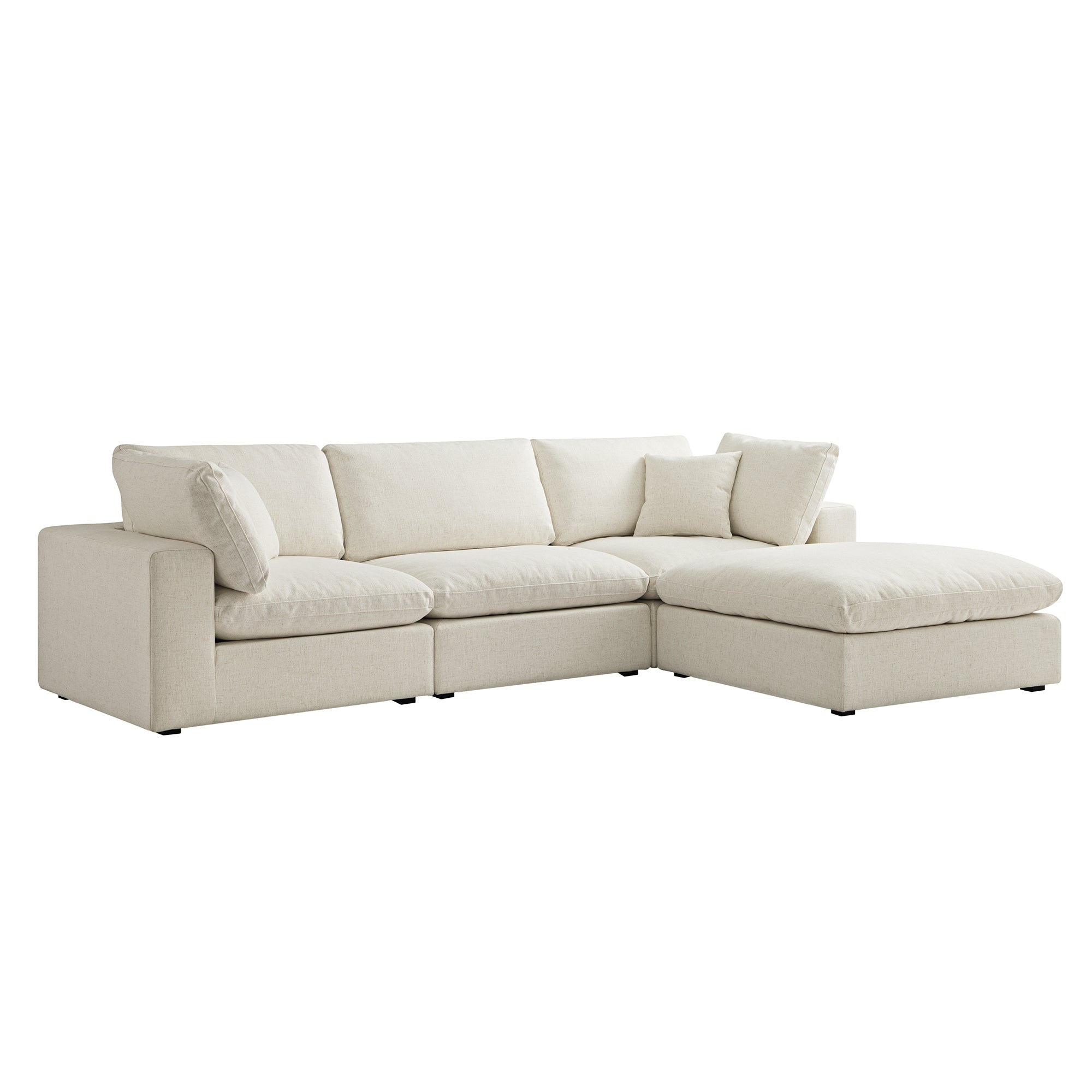 Lutyens Beige Linen Blend Modular Sofa, 3-Piece Chaise