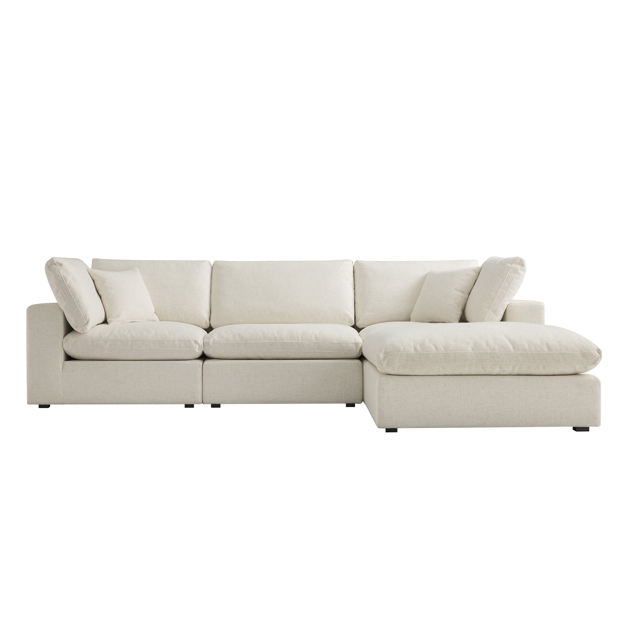 Lutyens Beige Linen Blend Modular Sofa, 3-Piece Chaise