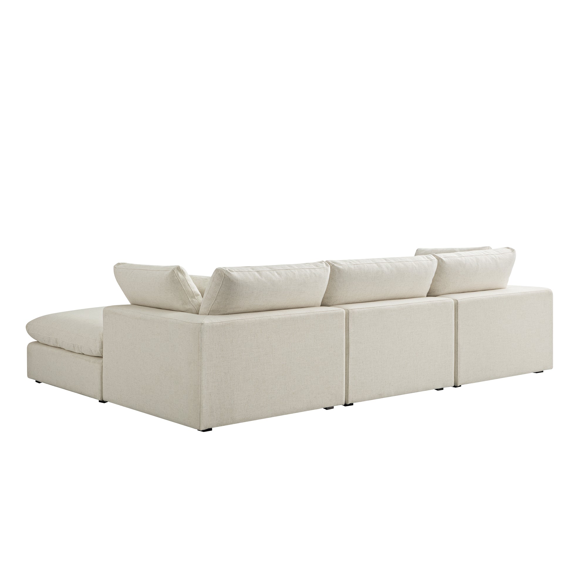 Lutyens Beige Linen Blend Modular Sofa, 3-Piece Chaise