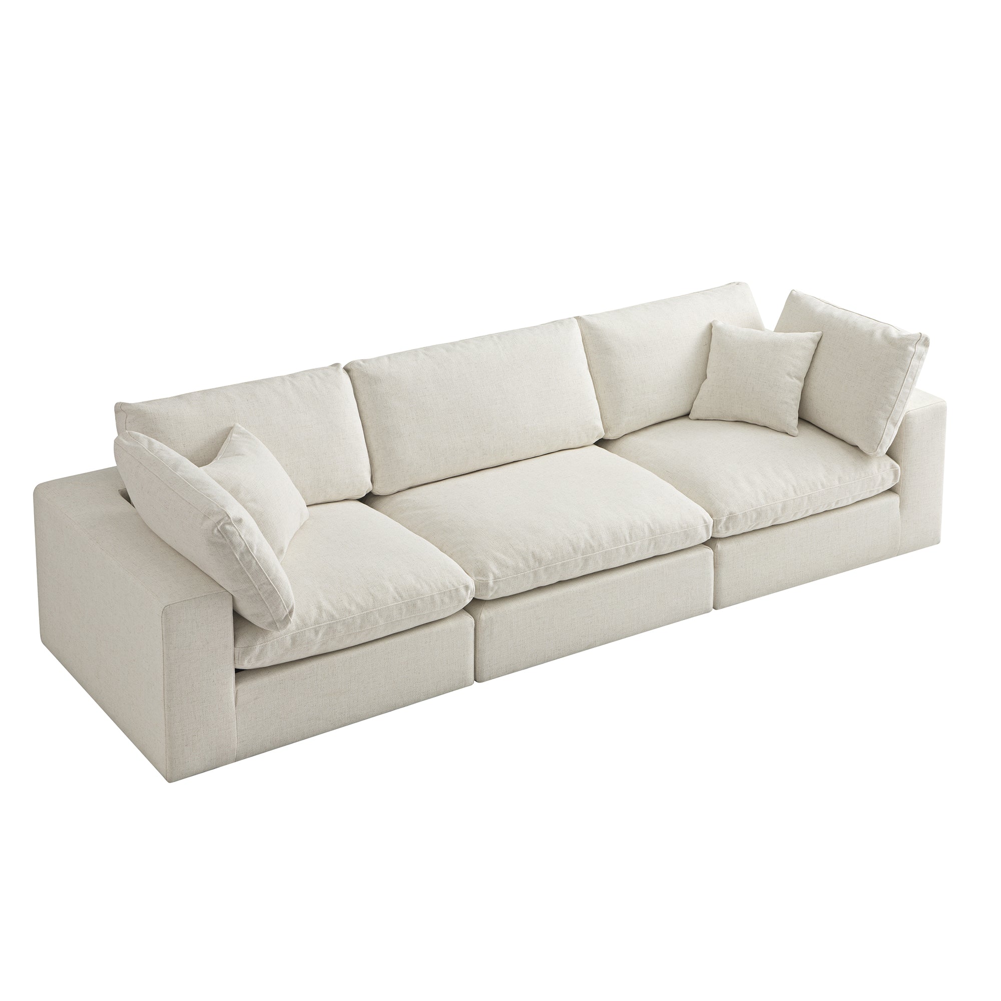 Lutyens Beige Linen Blend Modular Sofa, 3-Piece