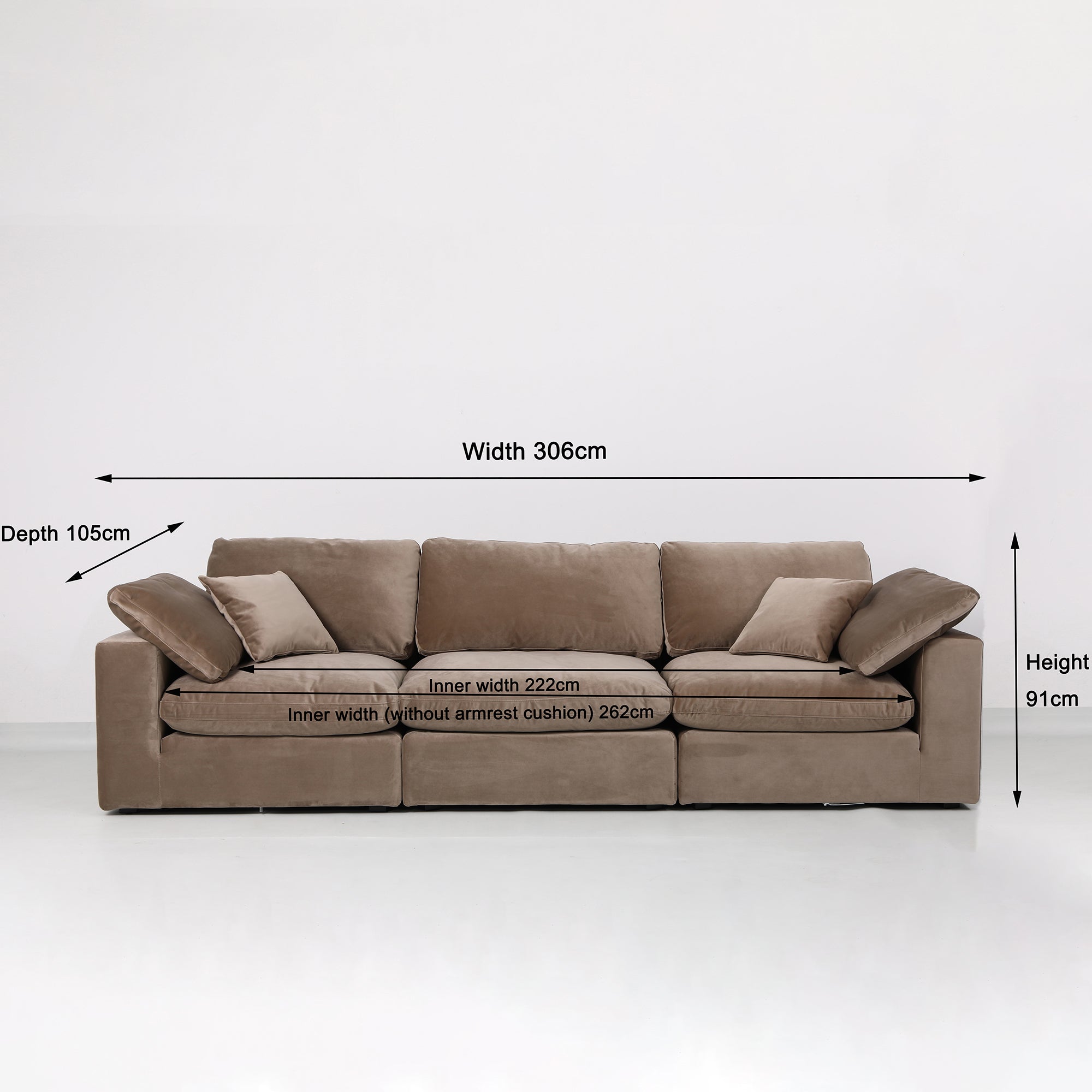 Lutyens Beige Linen Blend Modular Sofa, 3-Piece