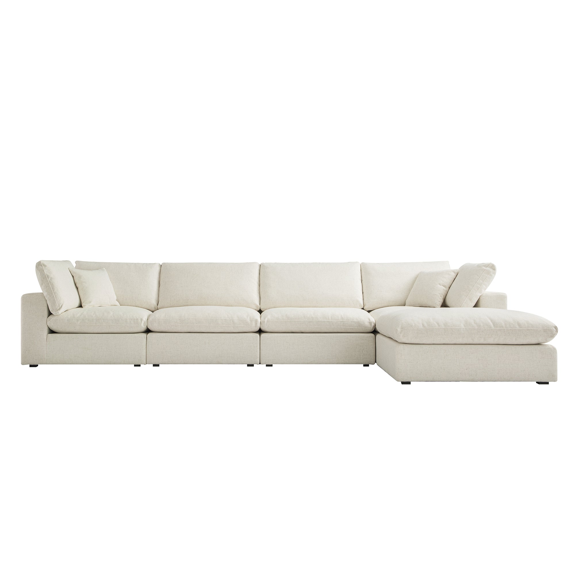 Lutyens Beige Linen Blend Modular Sofa, 4-Piece Chaise