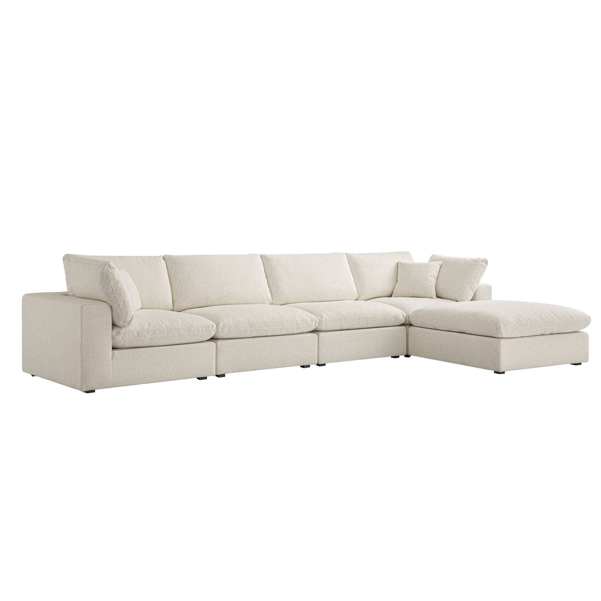 Lutyens Beige Linen Blend Modular Sofa, 4-Piece Chaise