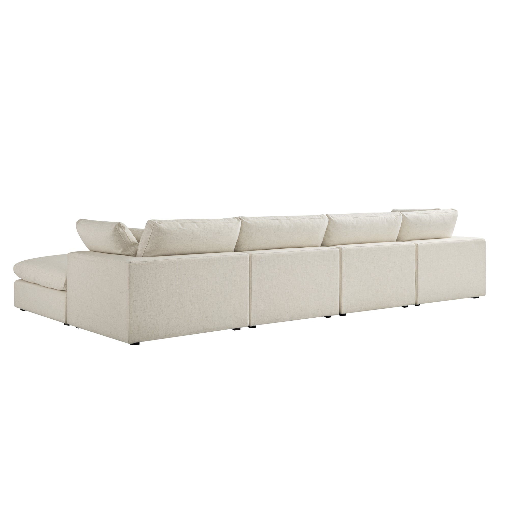 Lutyens Beige Linen Blend Modular Sofa, 4-Piece Chaise