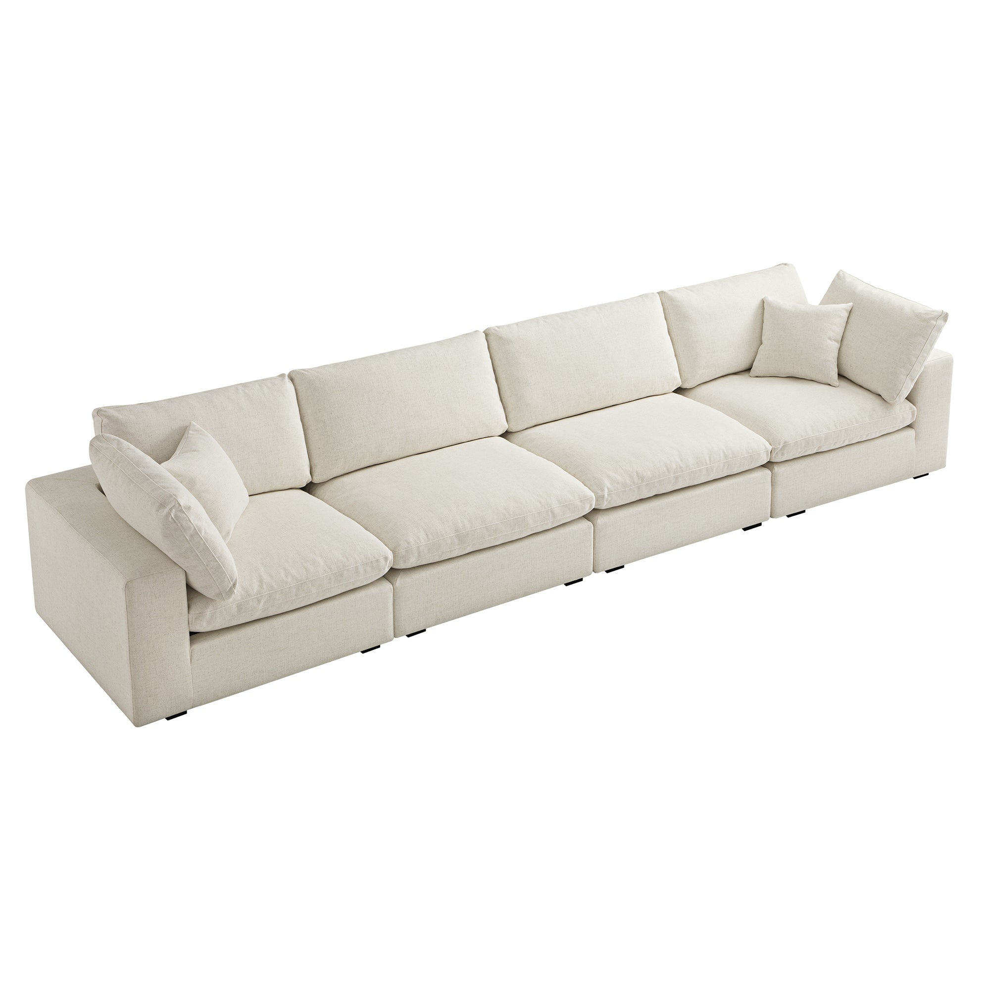 Lutyens Beige Linen Blend Modular Sofa, 4-Piece