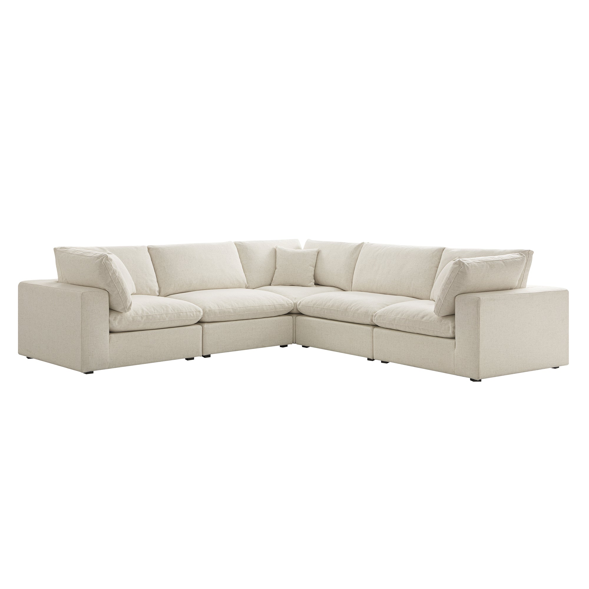 Lutyens Beige Linen Blend Modular Sofa, 5-Piece Corner Set