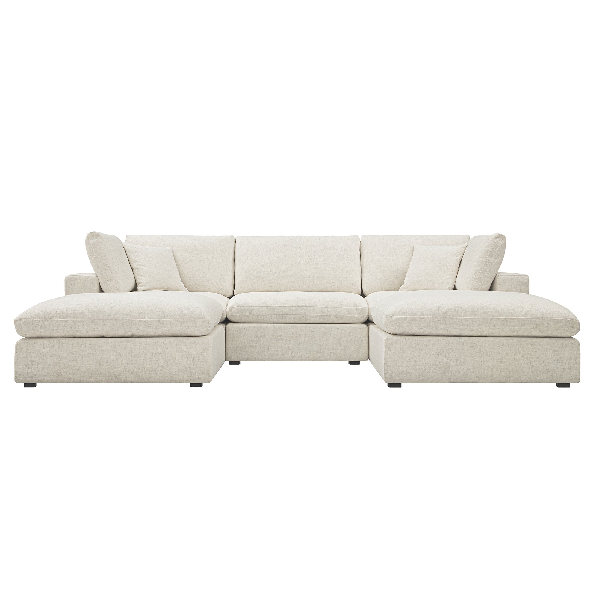 Lutyens Beige Linen Blend Modular Sofa, 5-Piece U-Shape Set