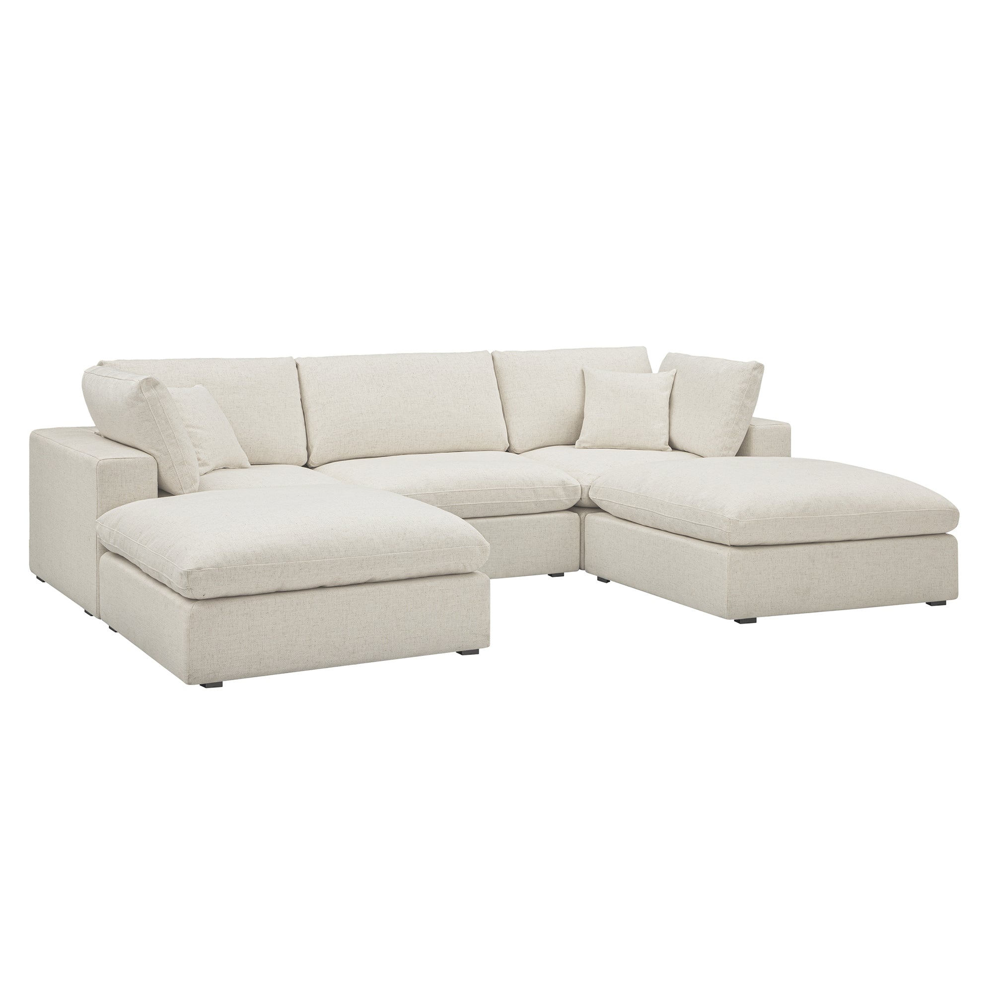 Lutyens Beige Linen Blend Modular Sofa, 5-Piece U-Shape Set