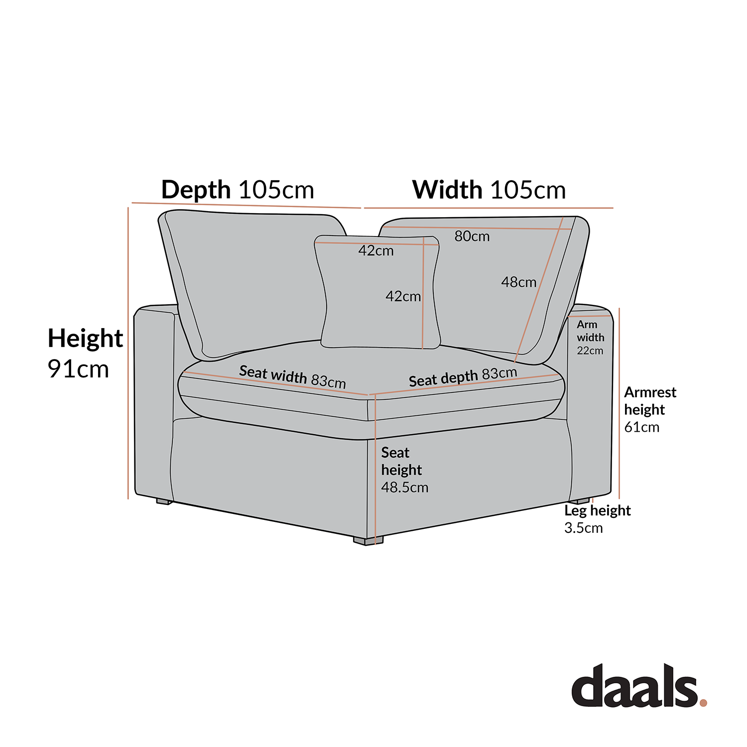 Lutyens Oatmeal Weave Fabric Modular Sofa, Corner Unit