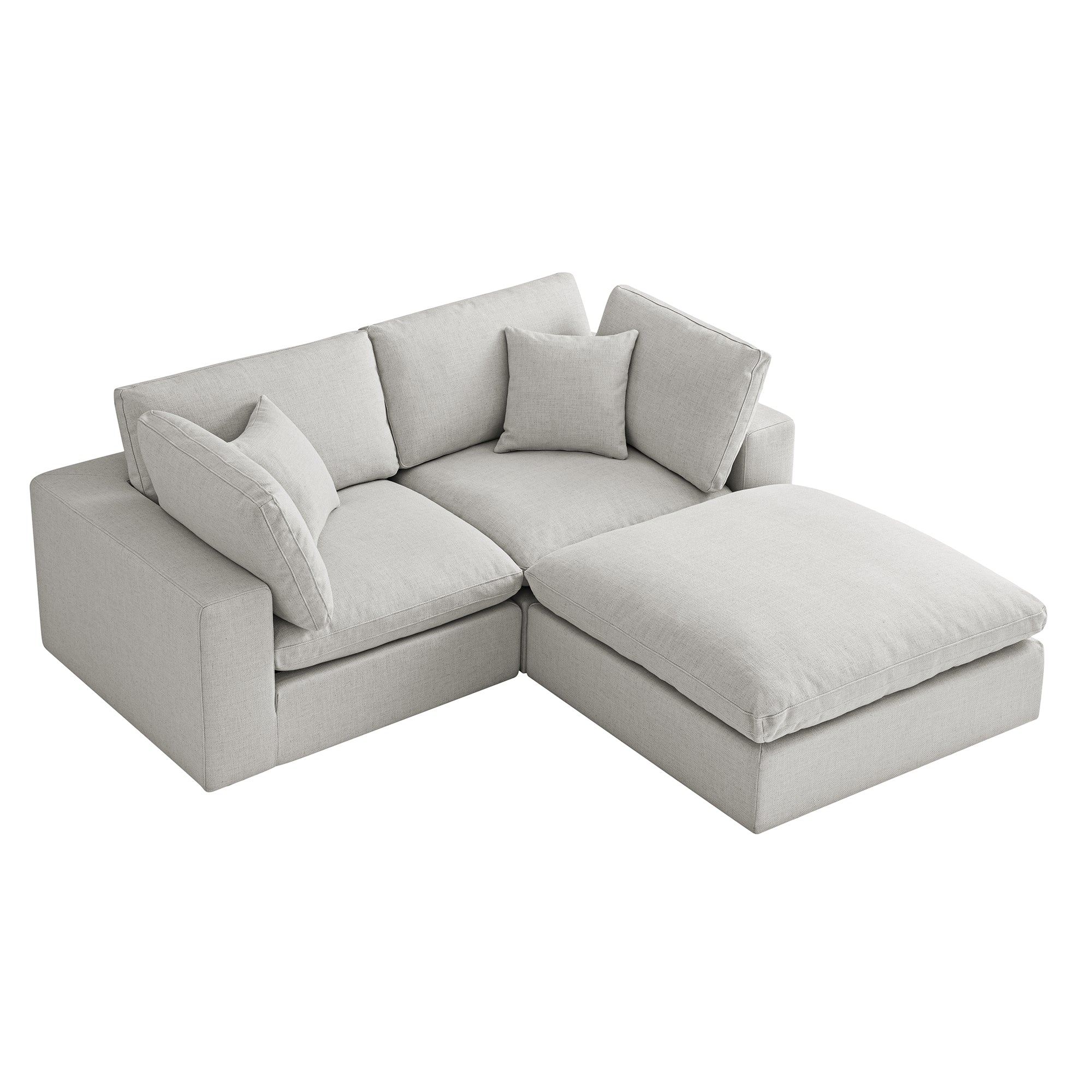 Lutyens Light Grey Linen Blend Modular Sofa, 2-Piece Chaise