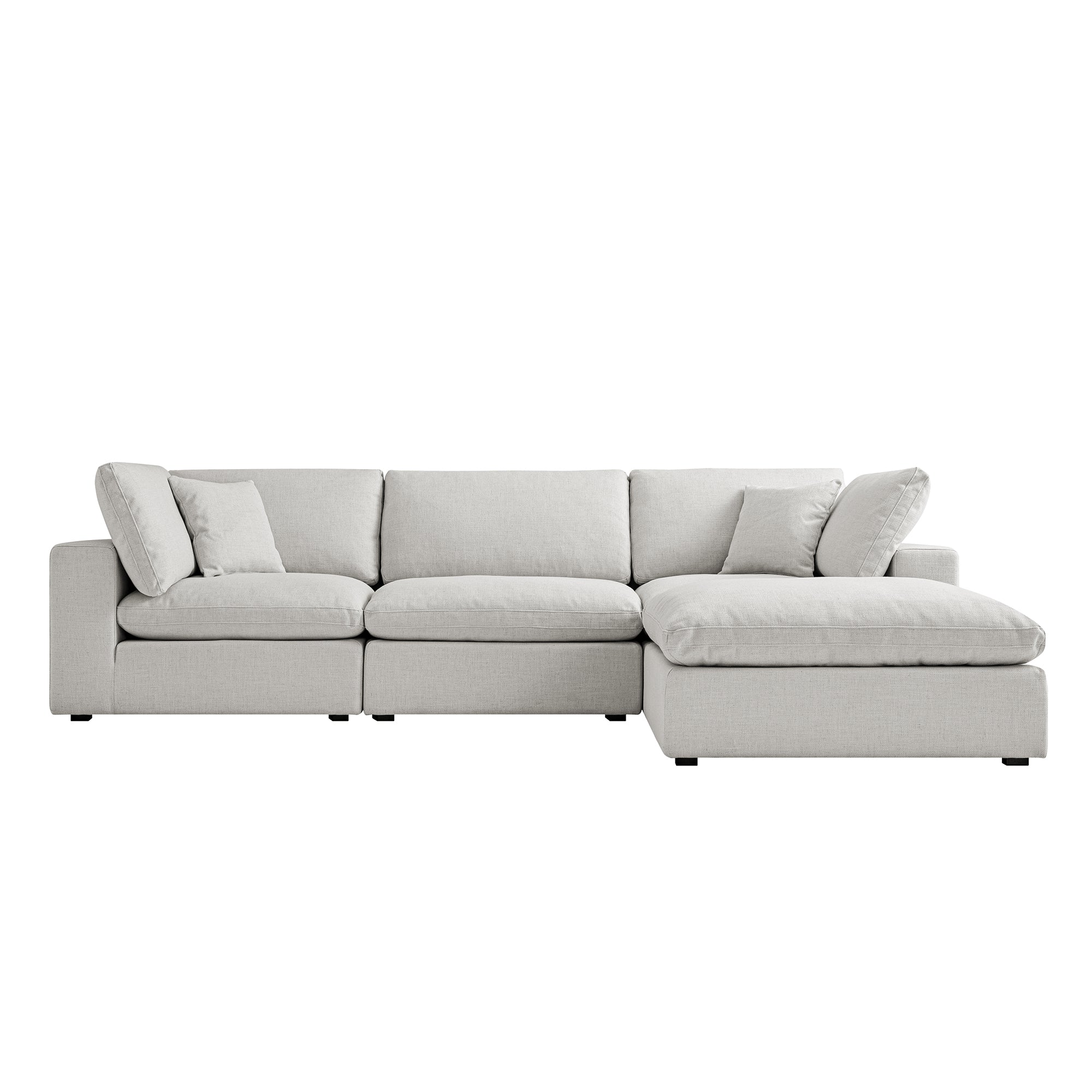 Lutyens Light Grey Linen Blend Modular Sofa, 3-Piece Chaise