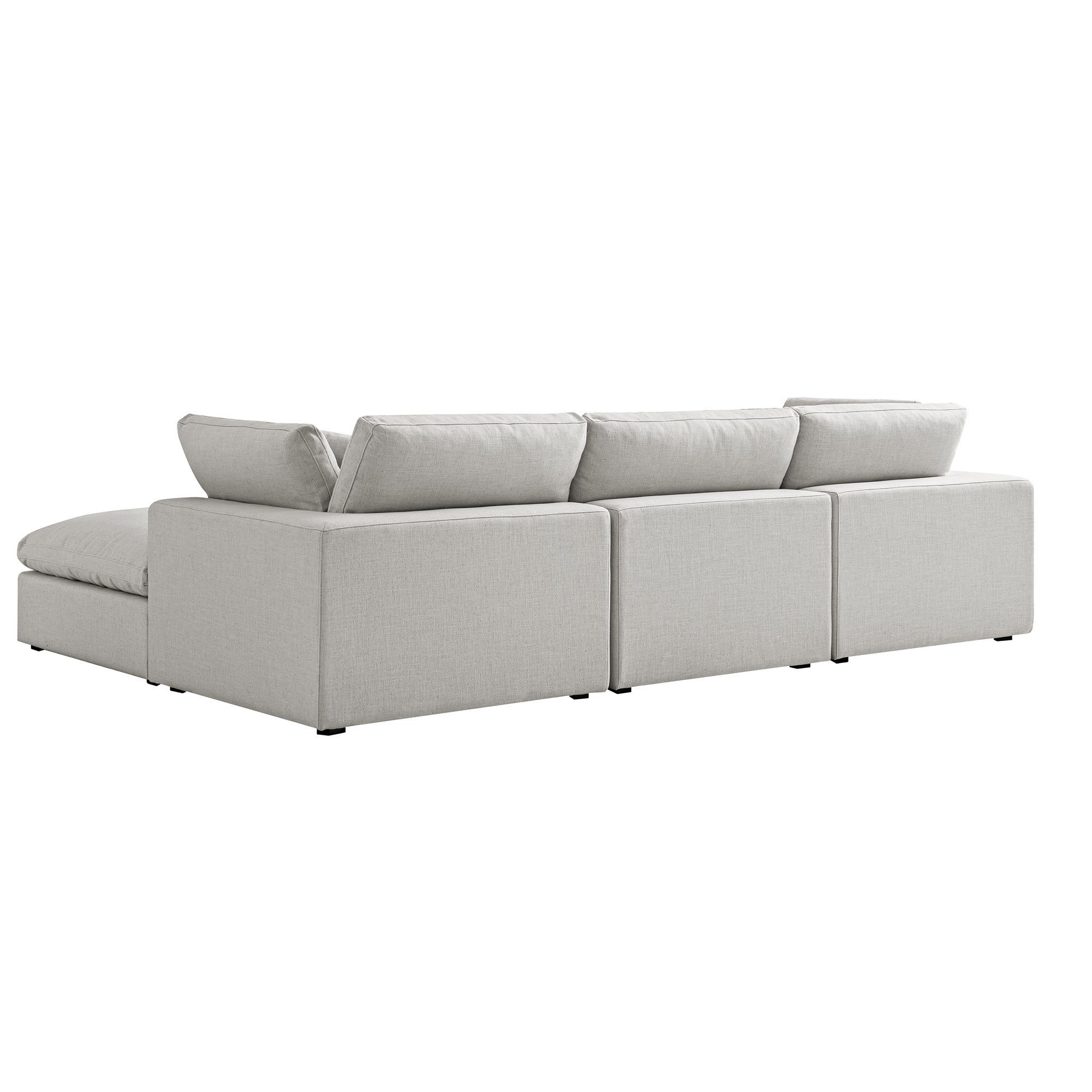 Lutyens Light Grey Linen Blend Modular Sofa, 3-Piece Chaise