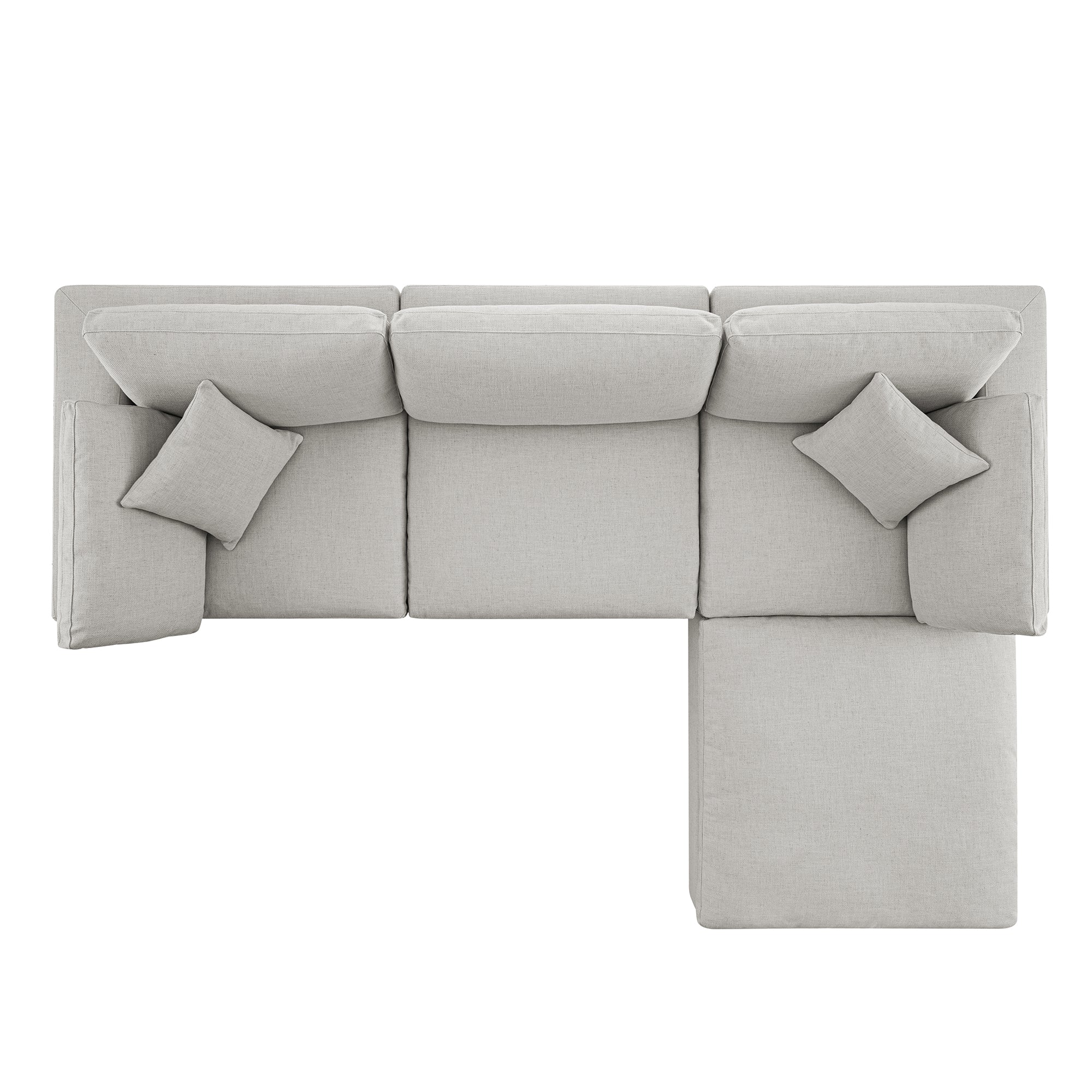 Lutyens Light Grey Linen Blend Modular Sofa, 3-Piece Chaise