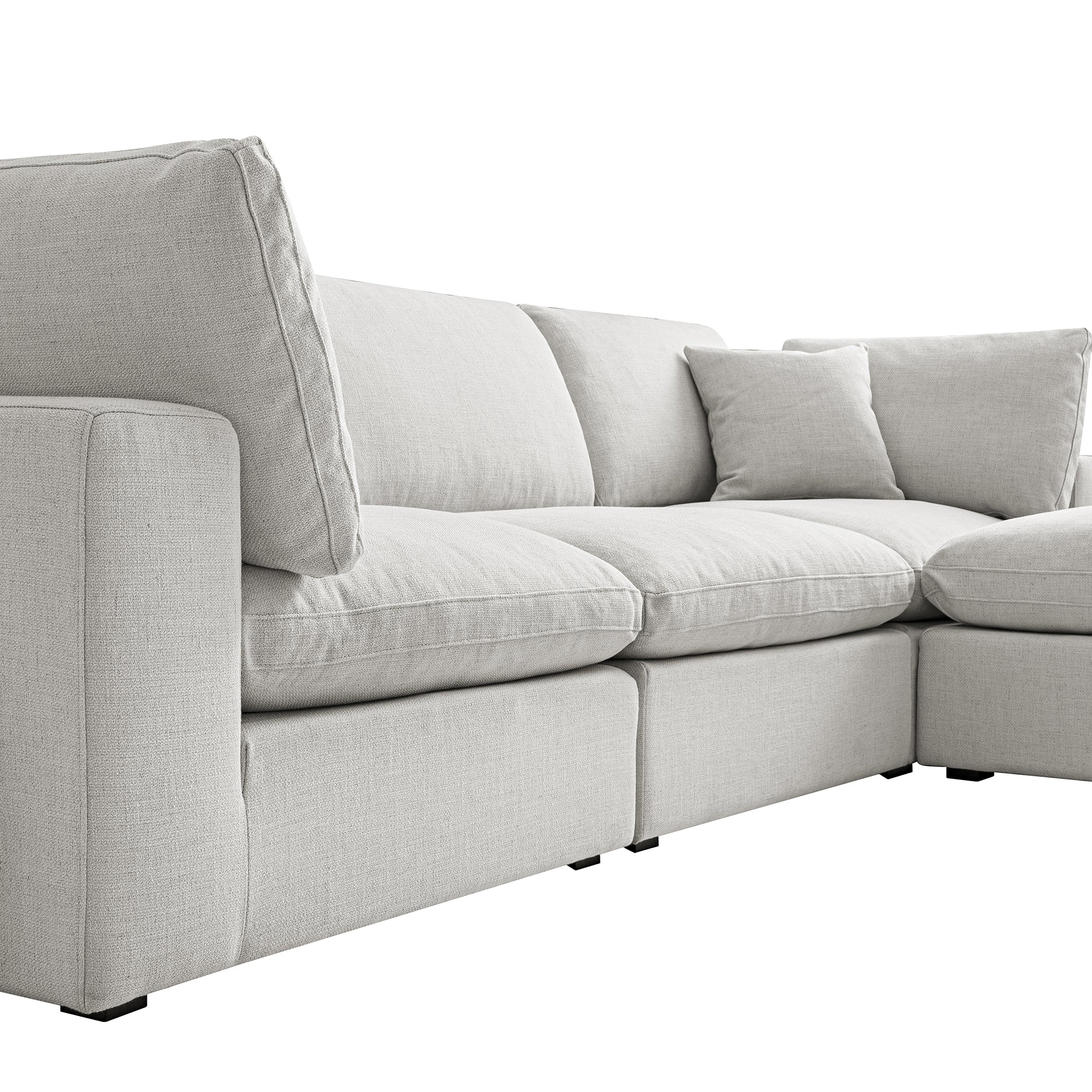 Lutyens Light Grey Linen Blend Modular Sofa, 3-Piece Chaise