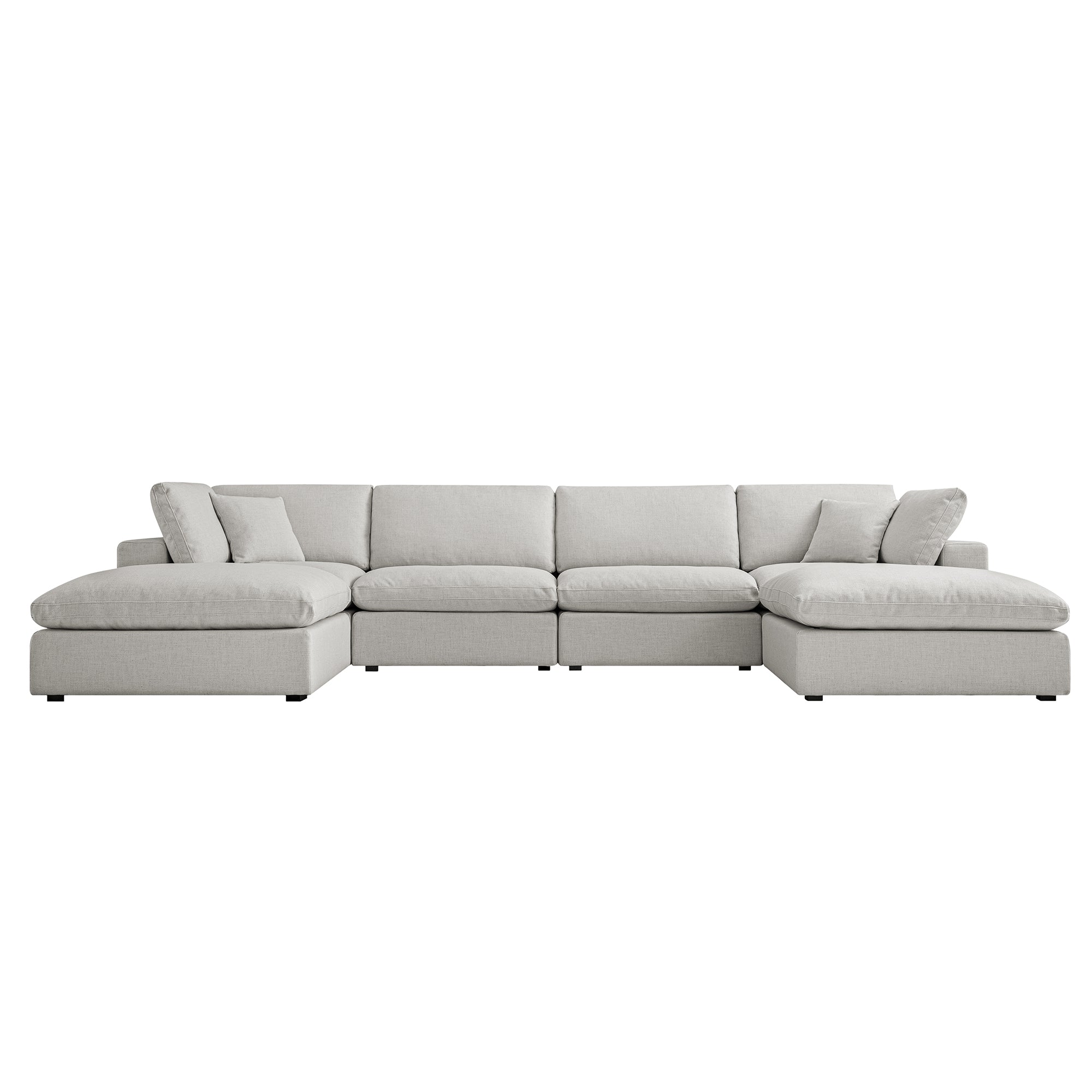 Lutyens Light Grey Linen Blend Modular Sofa, 6-Piece U-Shape Set