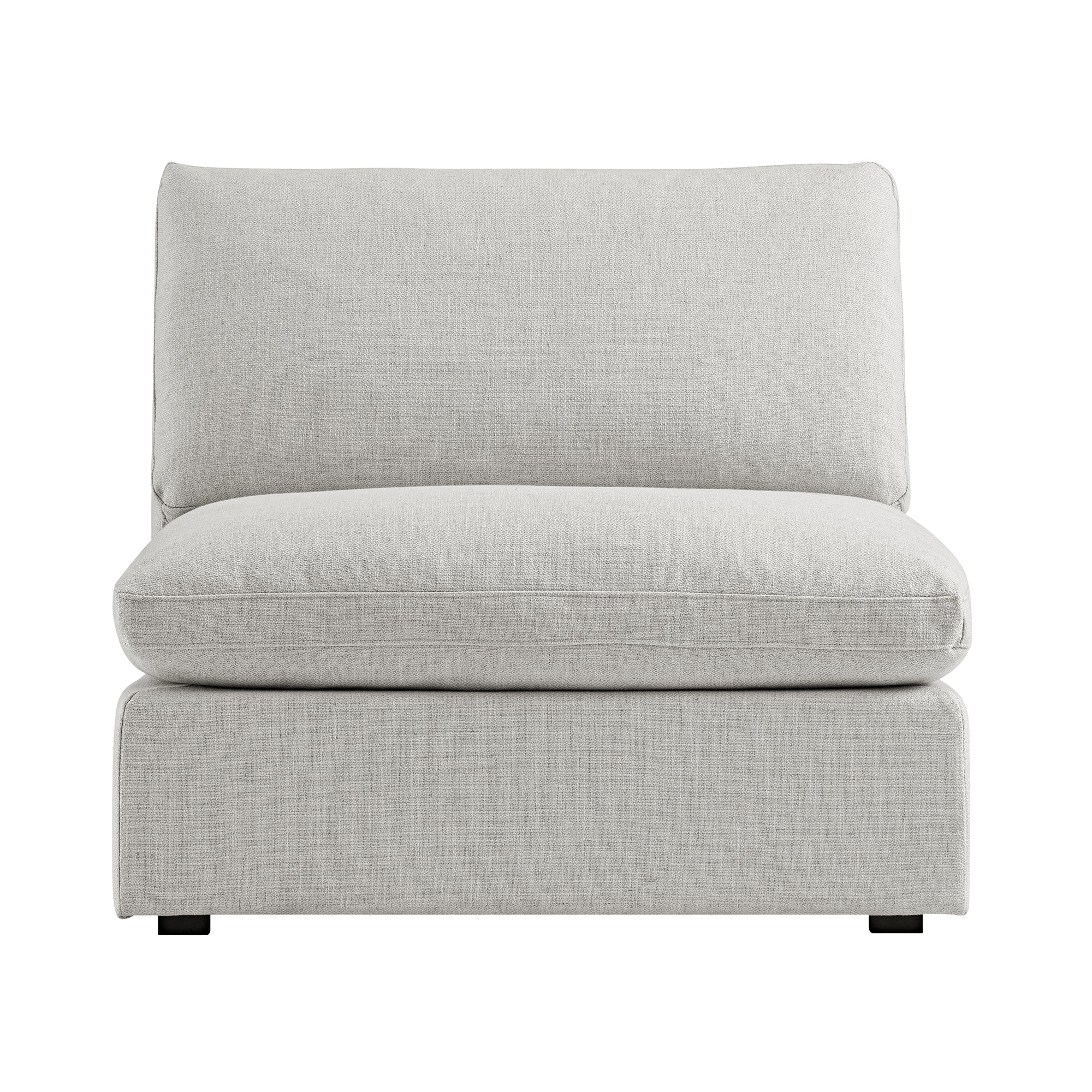 Lutyens Light Grey Linen Blend Modular Sofa, Armless Seat