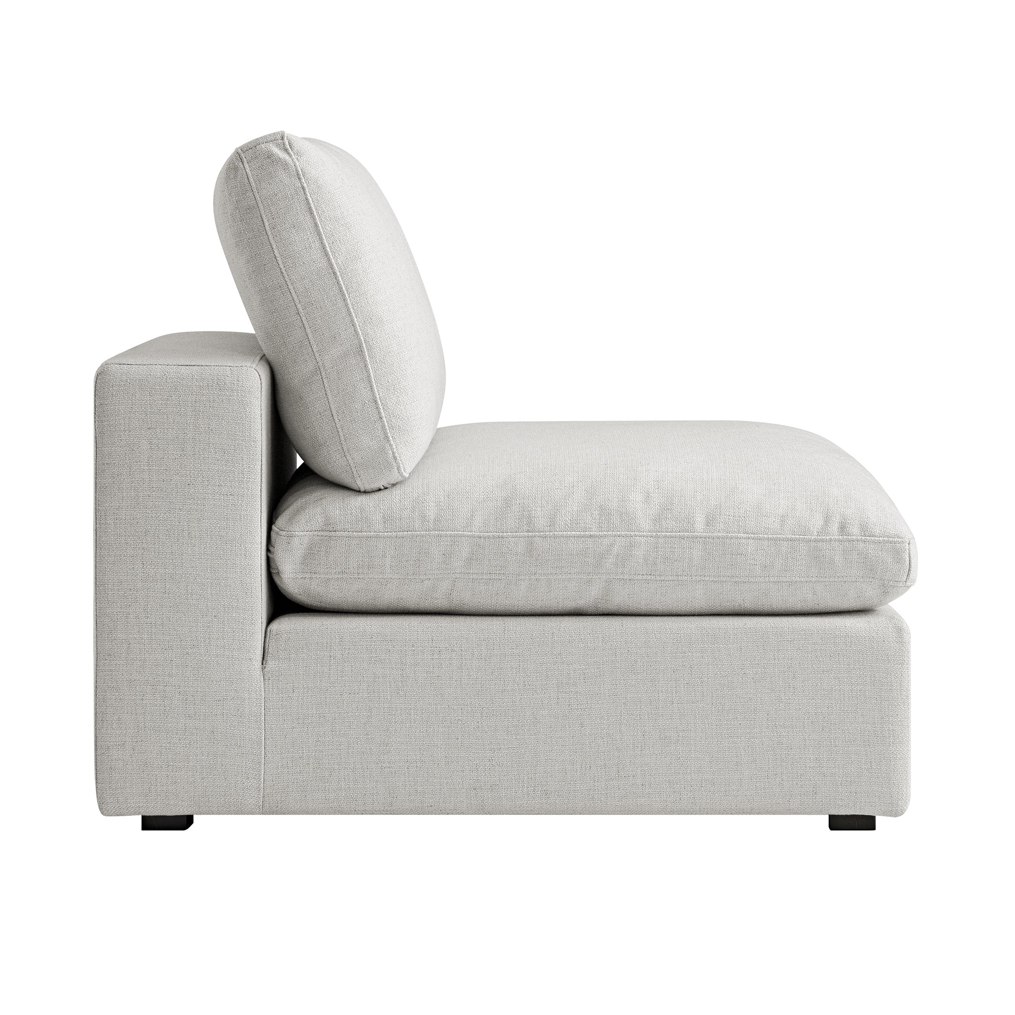 Lutyens Light Grey Linen Blend Modular Sofa, Armless Seat