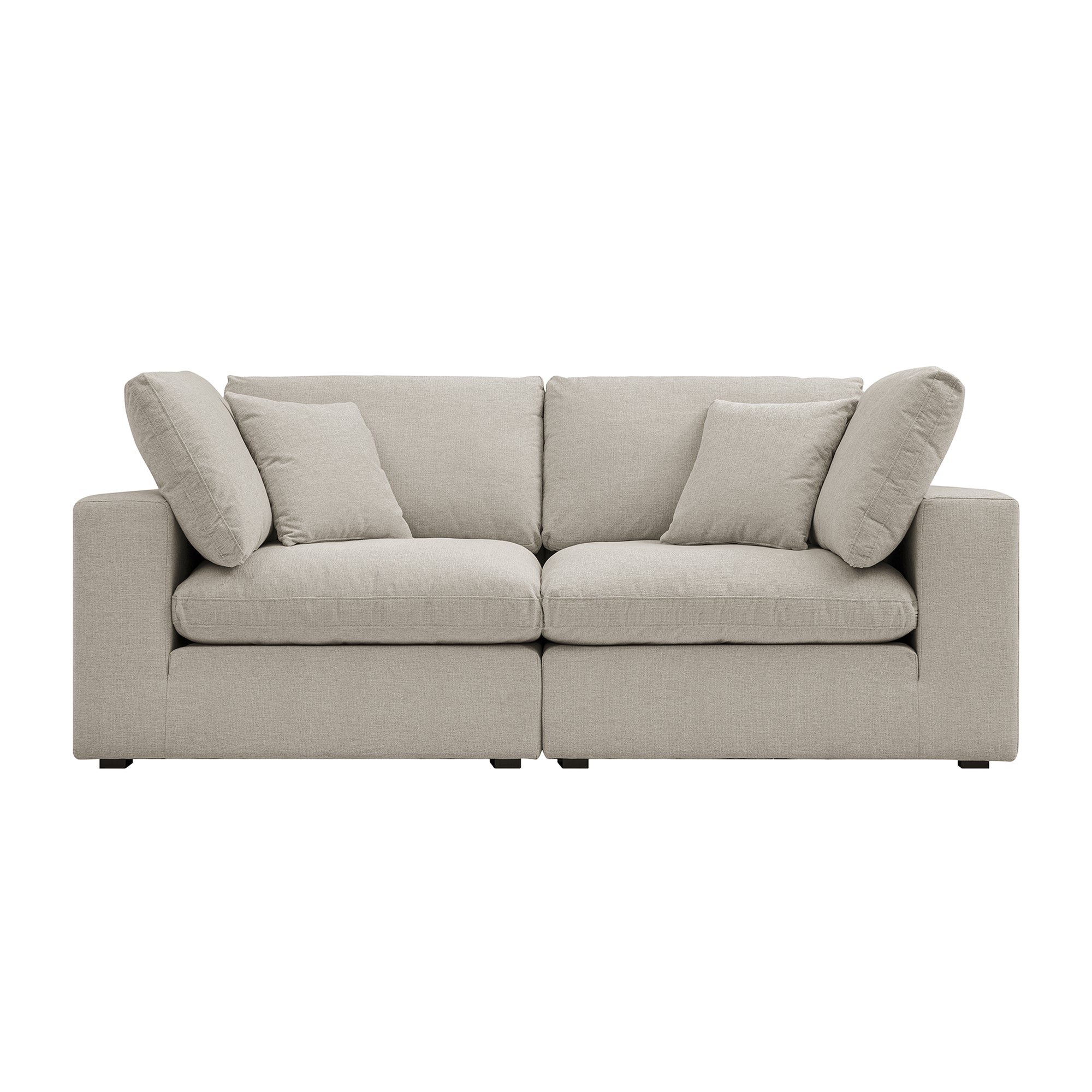 Lutyens Oatmeal Weave Fabric Modular Sofa, 2-Piece