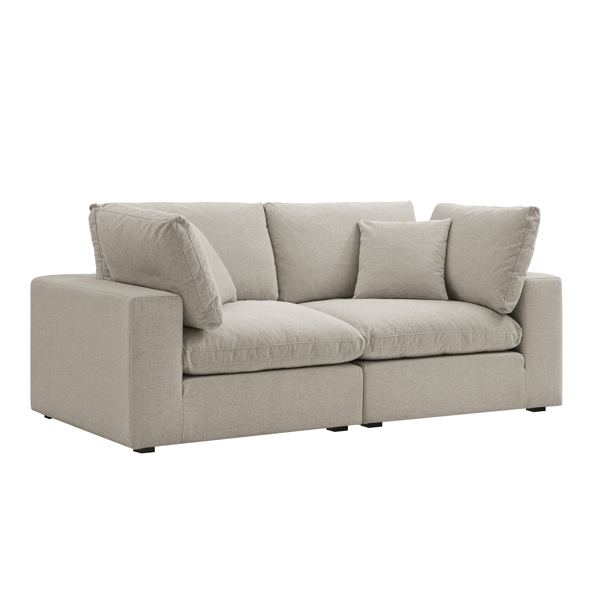 Lutyens Oatmeal Weave Fabric Modular Sofa, 2-Piece