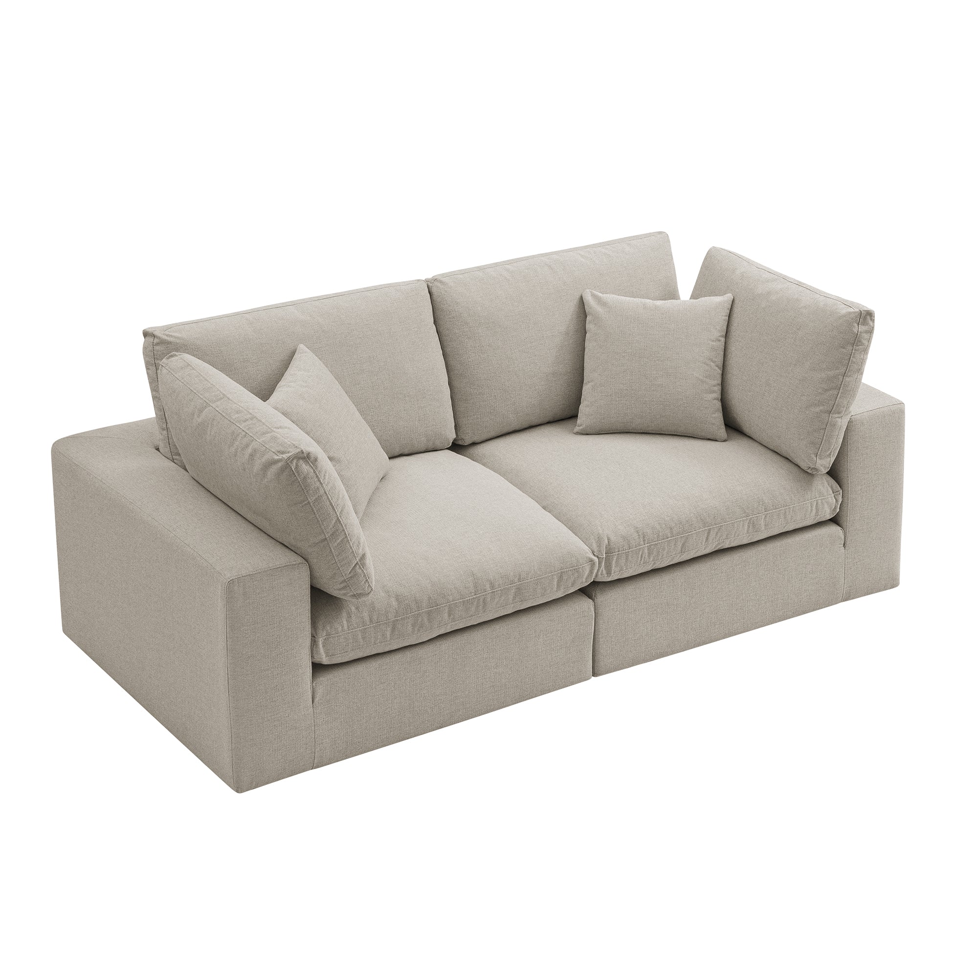 Lutyens Oatmeal Weave Fabric Modular Sofa, 2-Piece