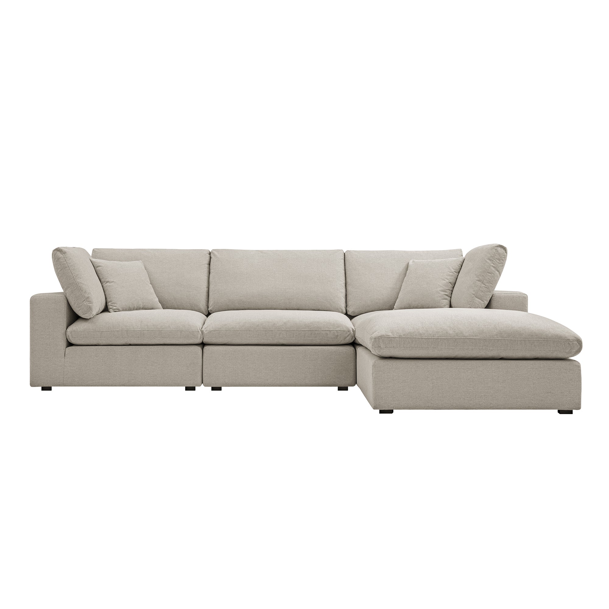 Lutyens Oatmeal Weave Fabric Modular Sofa, 3-Piece Chaise