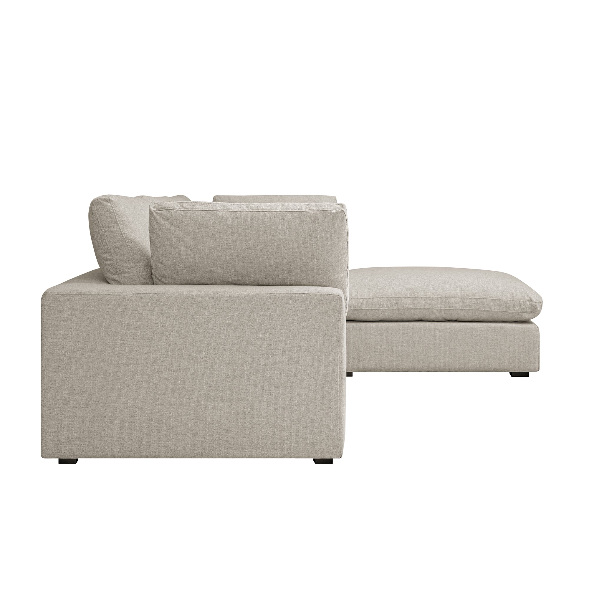 Lutyens Oatmeal Weave Fabric Modular Sofa, 3-Piece Chaise