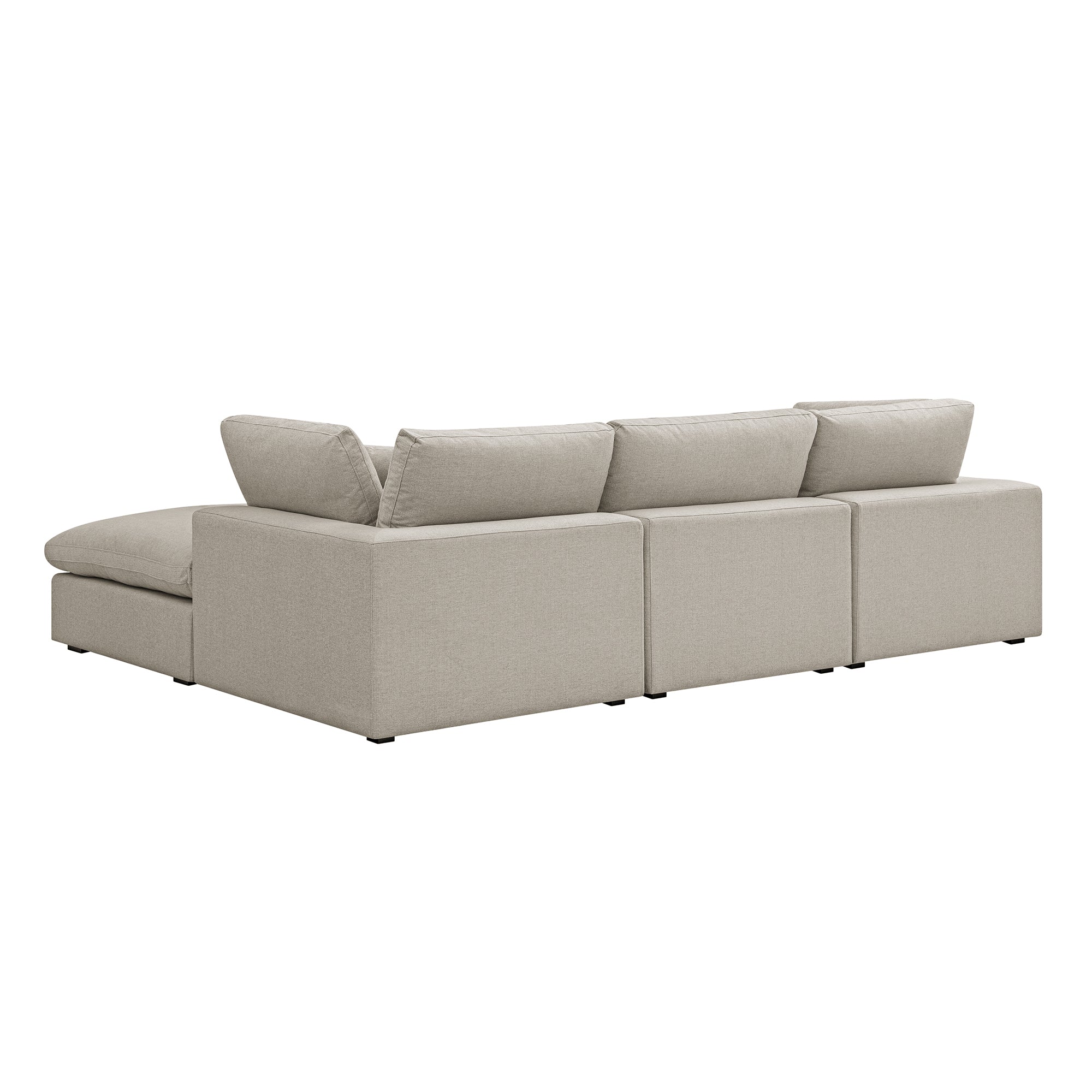 Lutyens Oatmeal Weave Fabric Modular Sofa, 3-Piece Chaise