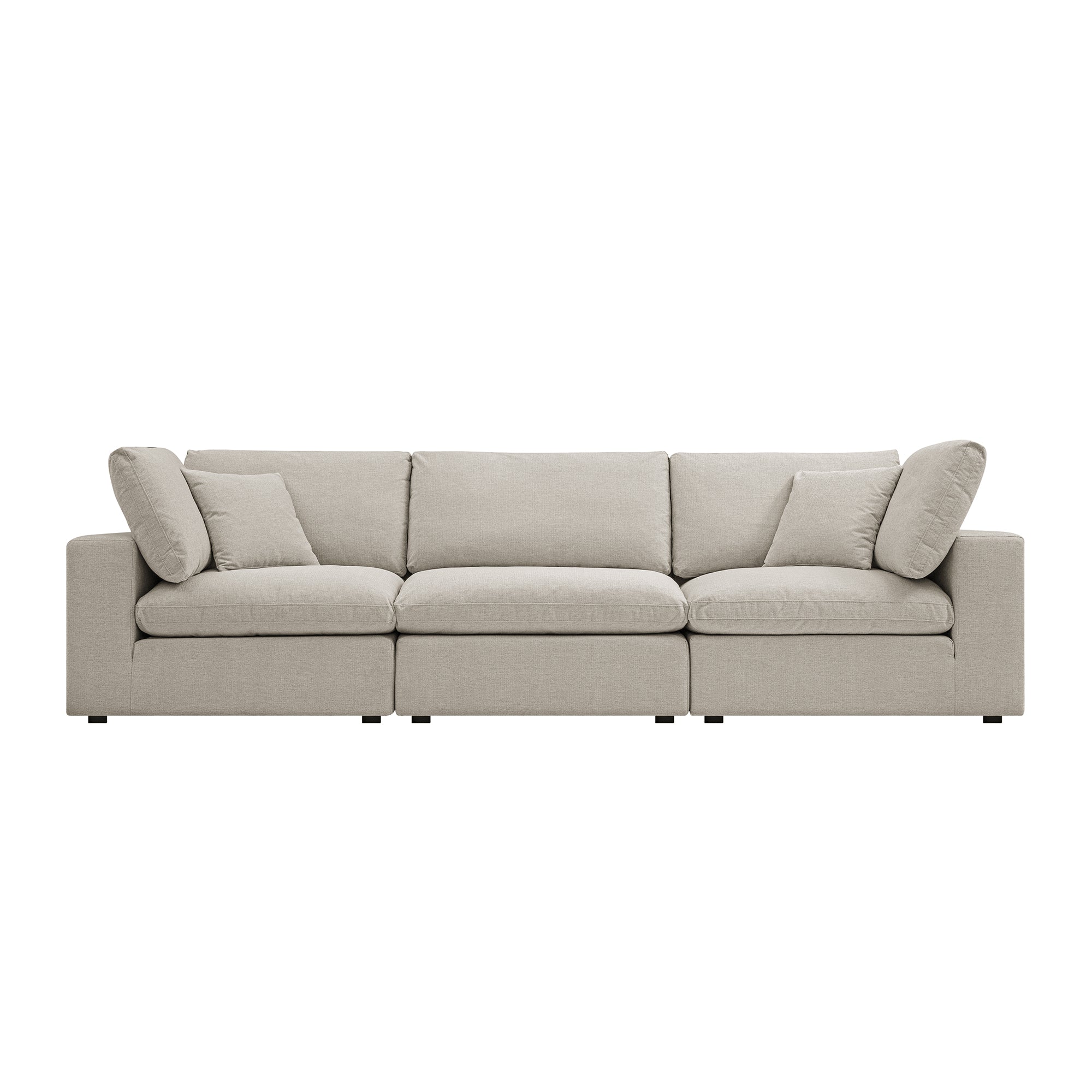 Lutyens Oatmeal Weave Fabric Modular Sofa, 3-Piece