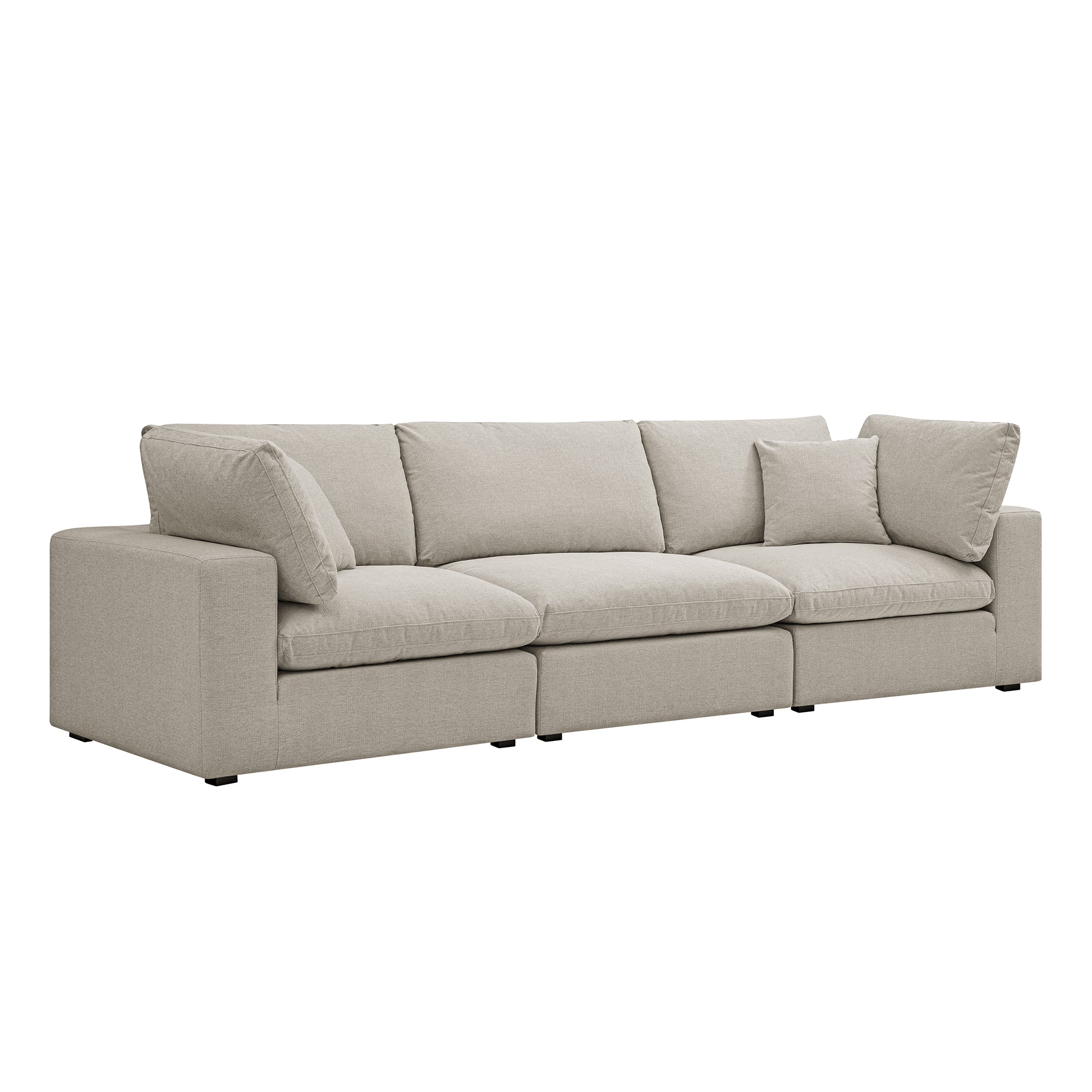 Lutyens Oatmeal Weave Fabric Modular Sofa, 3-Piece