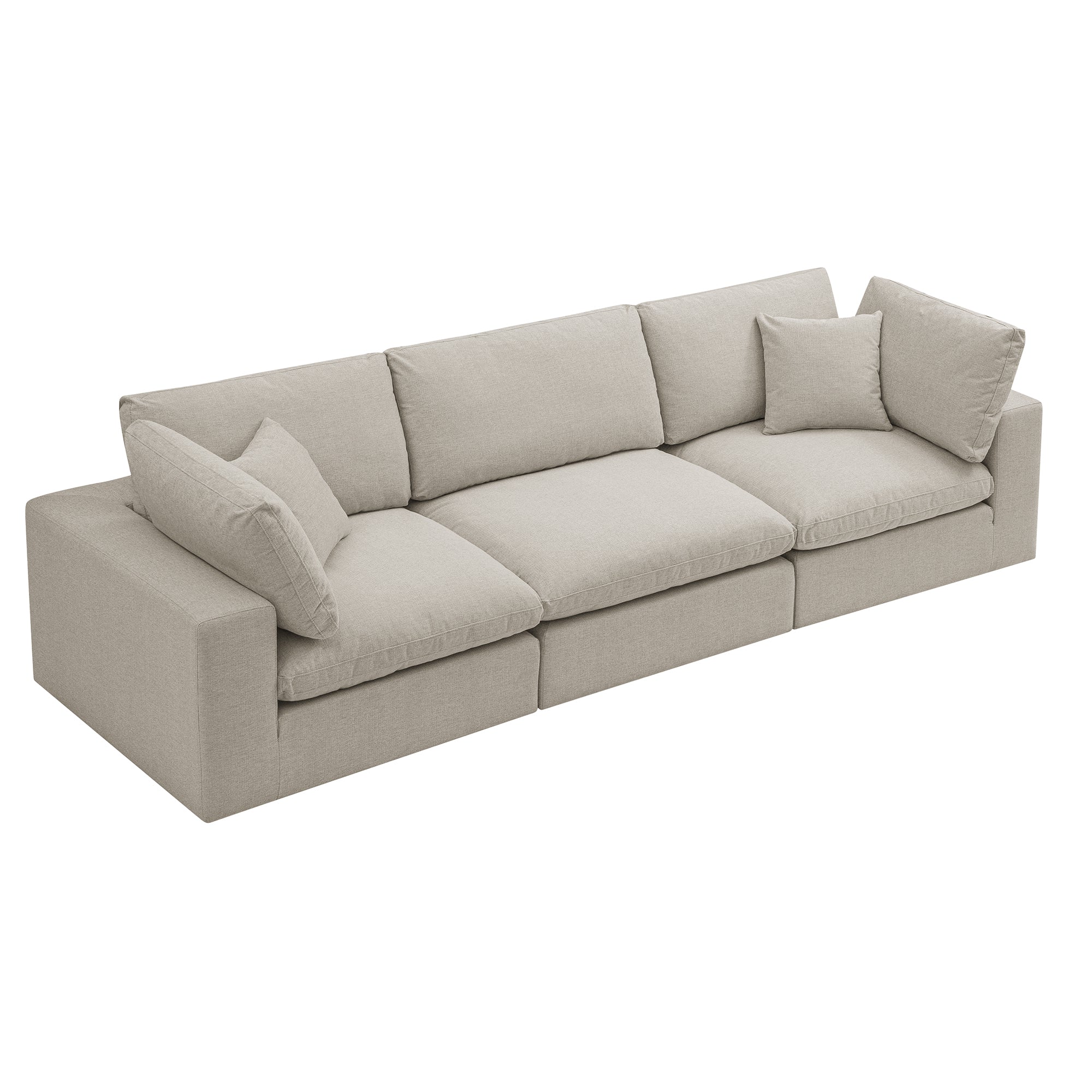 Lutyens Oatmeal Weave Fabric Modular Sofa, 3-Piece