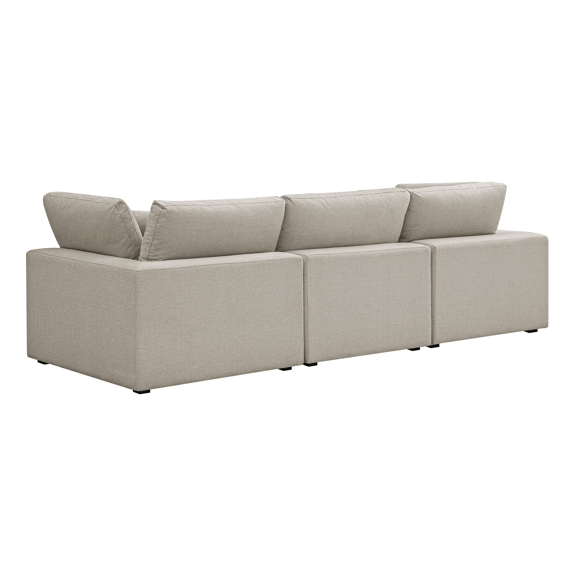 Lutyens Oatmeal Weave Fabric Modular Sofa, 3-Piece