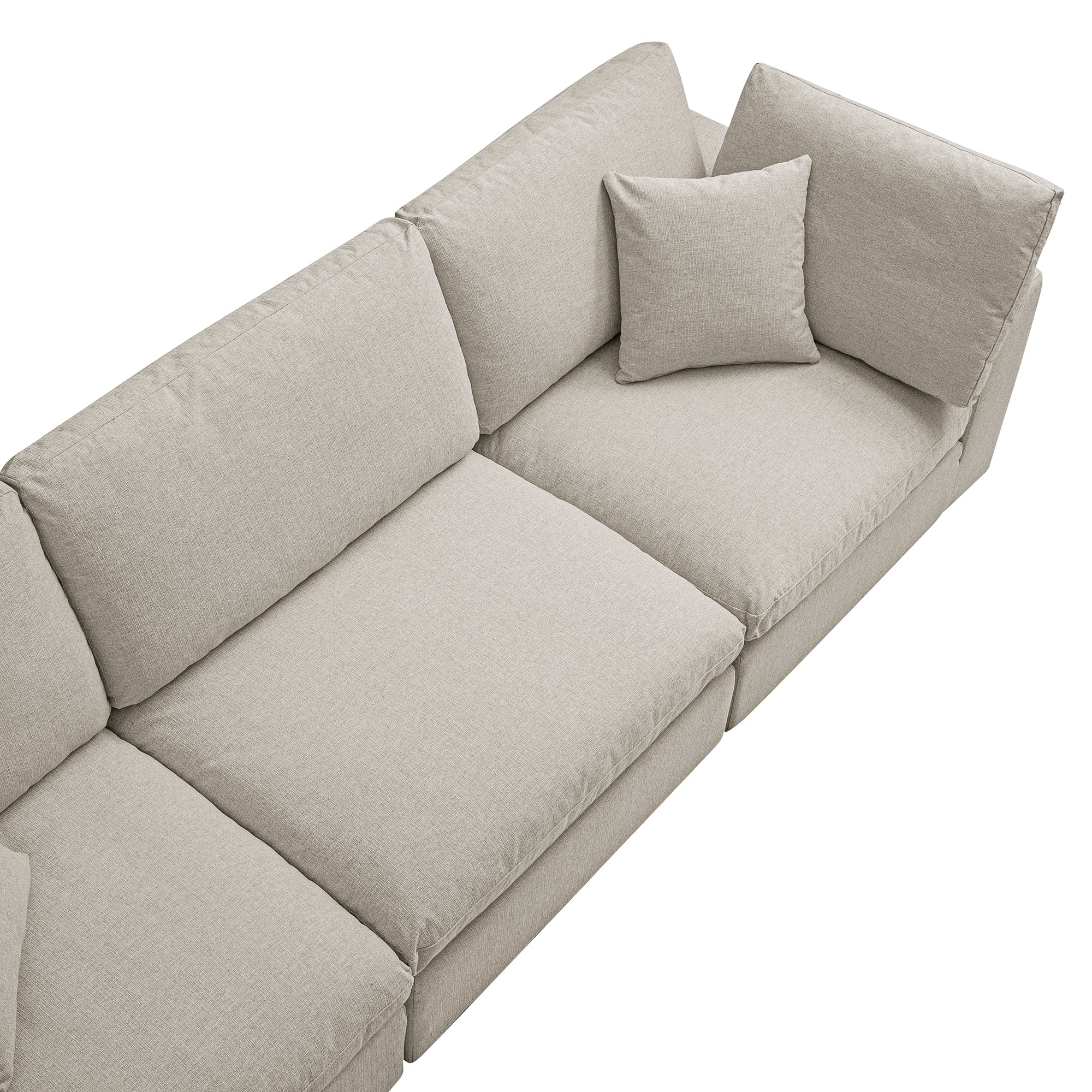 Lutyens Oatmeal Weave Fabric Modular Sofa, 3-Piece