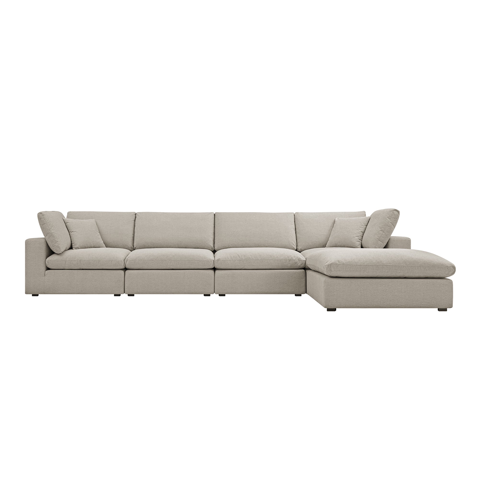 Lutyens Oatmeal Weave Fabric Modular Sofa, 4-Piece Chaise