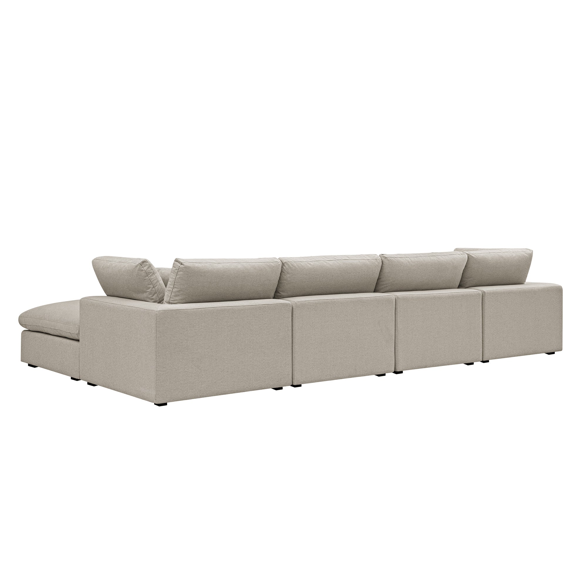 Lutyens Oatmeal Weave Fabric Modular Sofa, 4-Piece Chaise