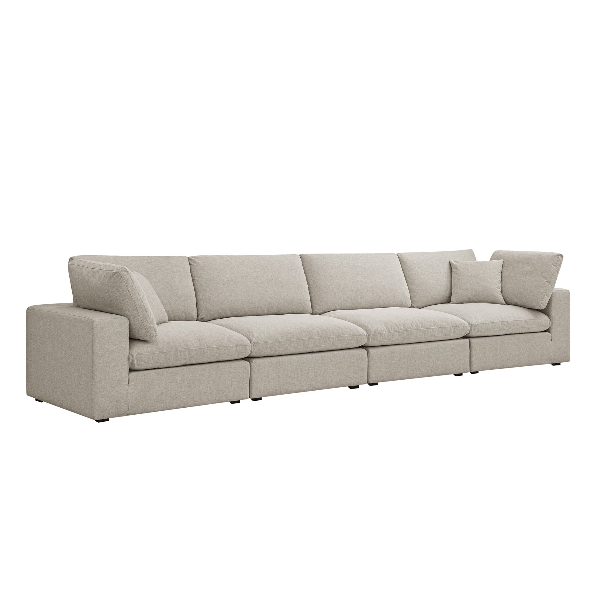 Lutyens Oatmeal Weave Fabric Modular Sofa, 4-Piece