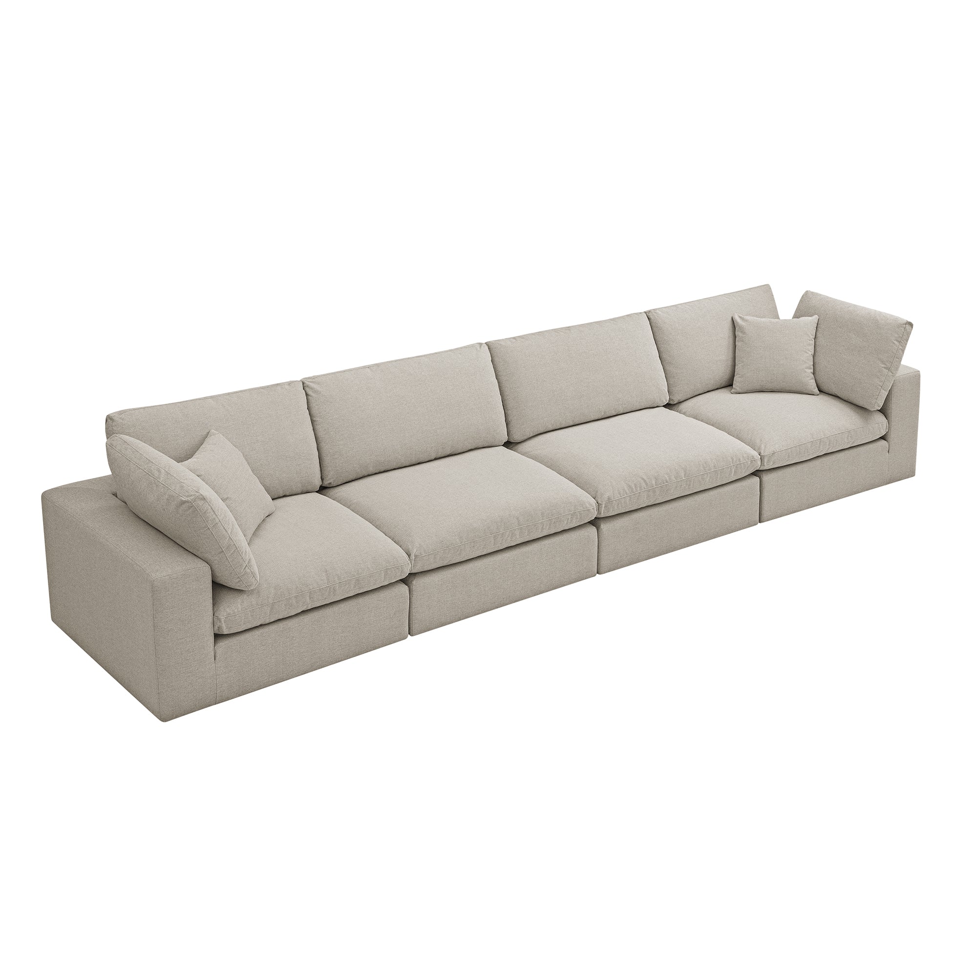 Lutyens Oatmeal Weave Fabric Modular Sofa, 4-Piece