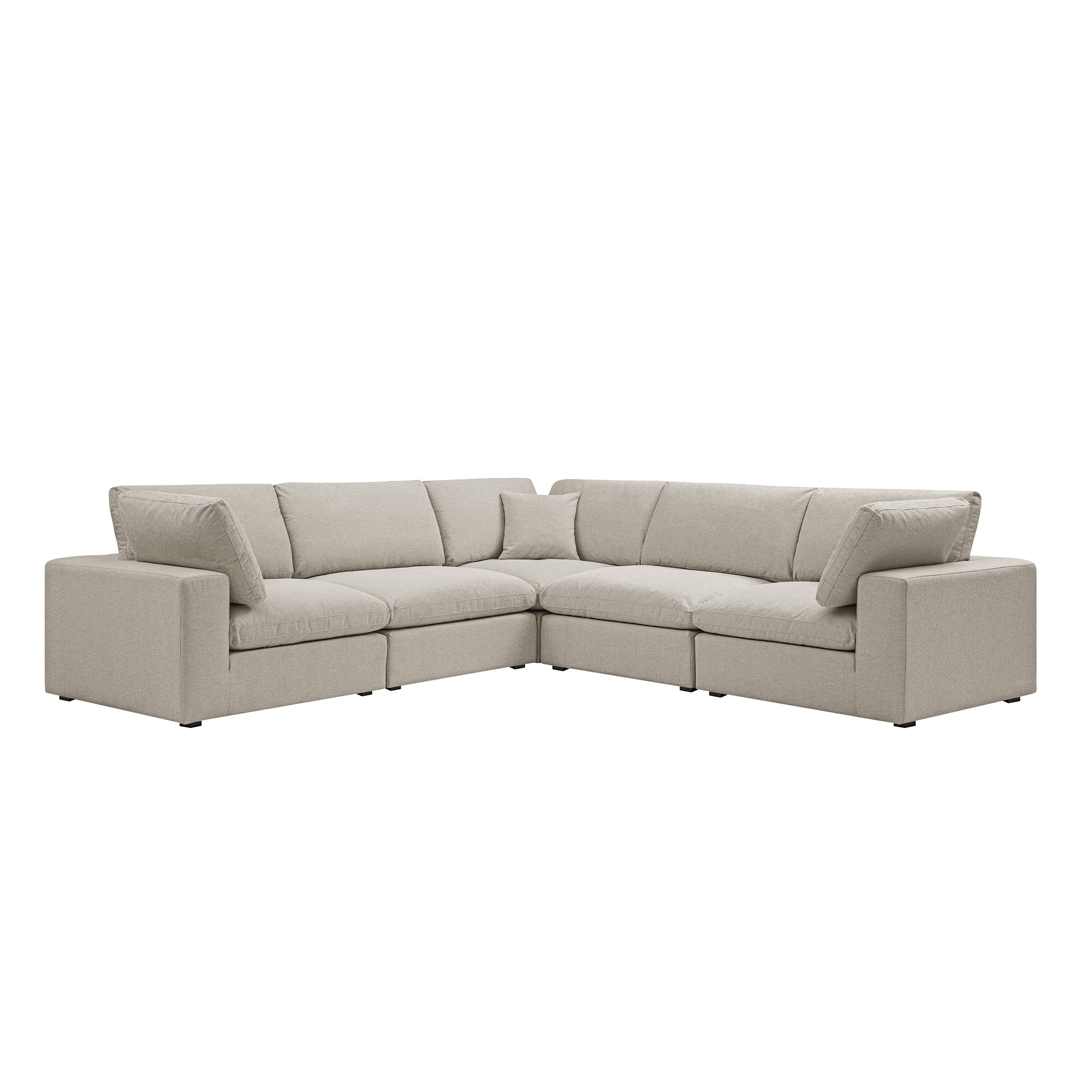 Lutyens Oatmeal Weave Fabric Blend Modular Sofa, 5-Piece Corner Set