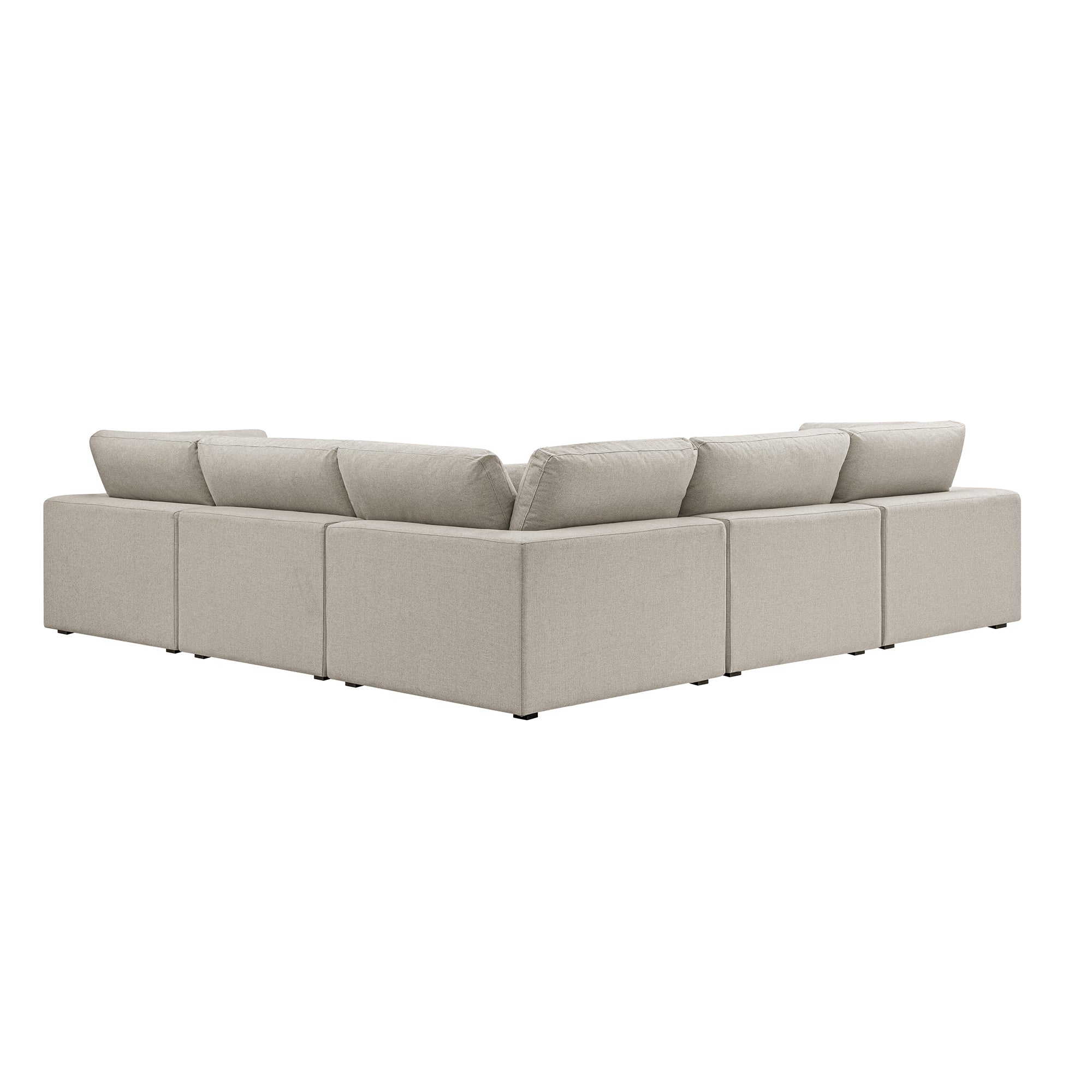 Lutyens Oatmeal Weave Fabric Blend Modular Sofa, 5-Piece Corner Set