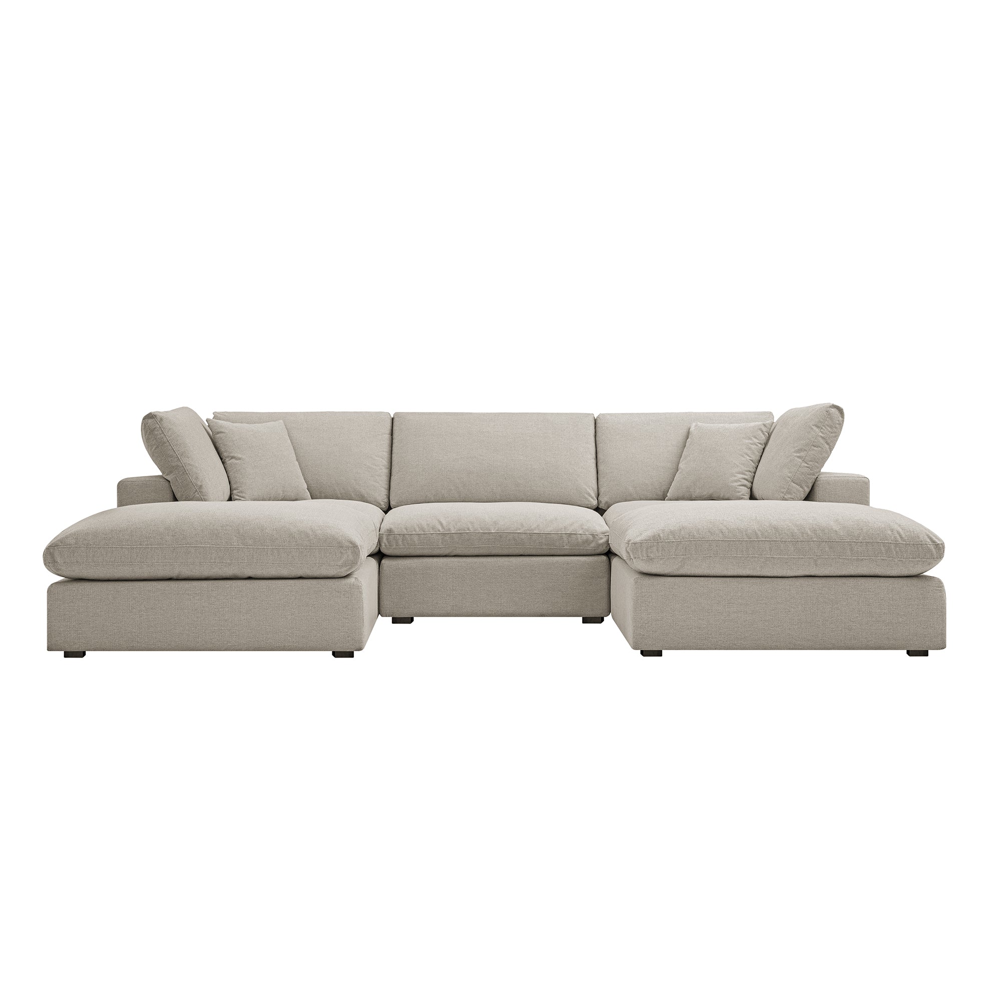 Lutyens Oatmeal Weave Fabric Modular Sofa, 5-Piece U-Shape Set