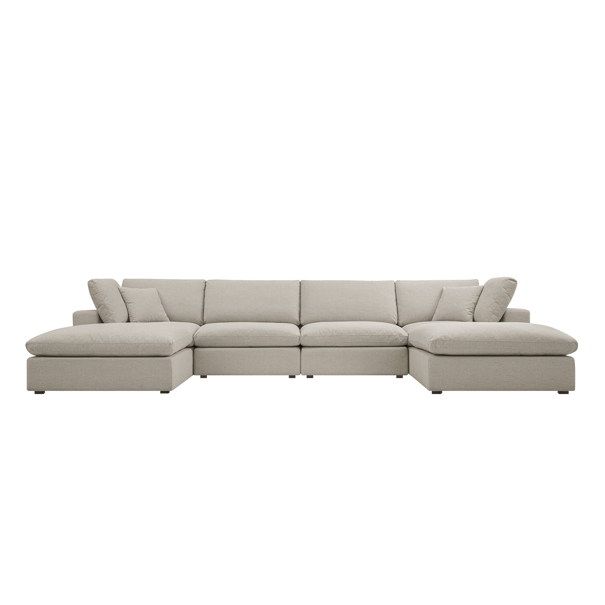 Lutyens Oatmeal Weave Fabric Modular Sofa, 6-Piece U-Shape Set