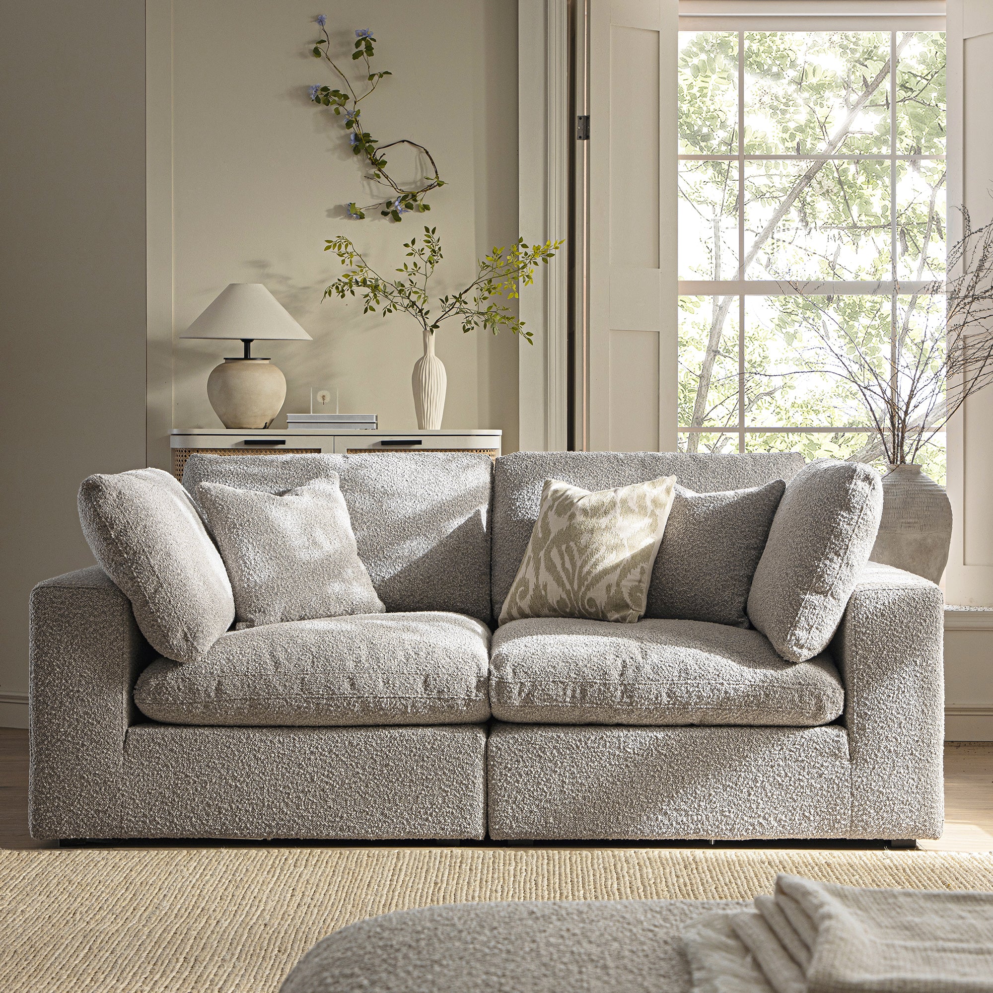 Lutyens Taupe Boucle Modular Sofa, 2-Piece