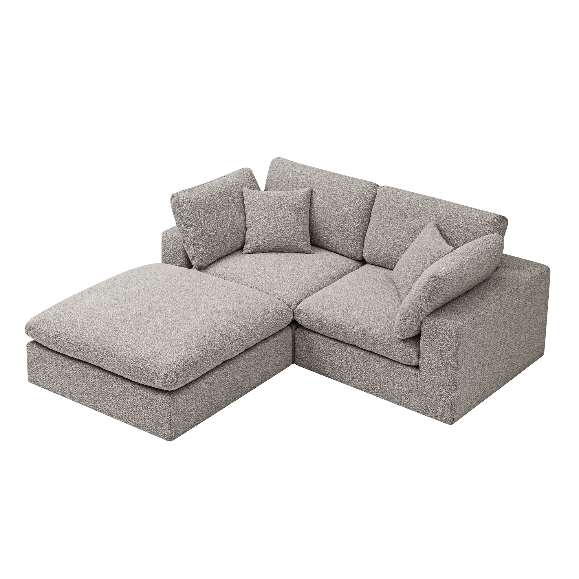 Lutyens Taupe Boucle Modular Sofa, 2-Piece Chaise