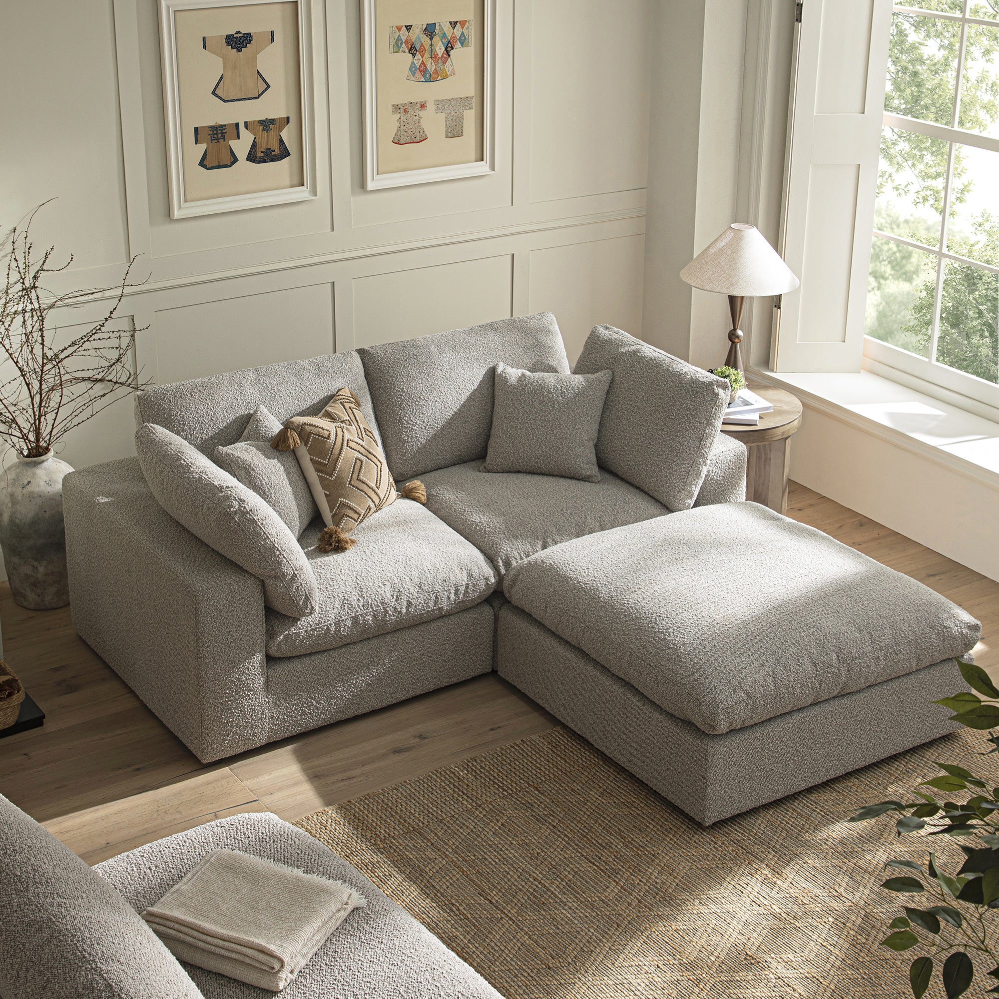 Lutyens Taupe Boucle Modular Sofa, 2-Piece Chaise