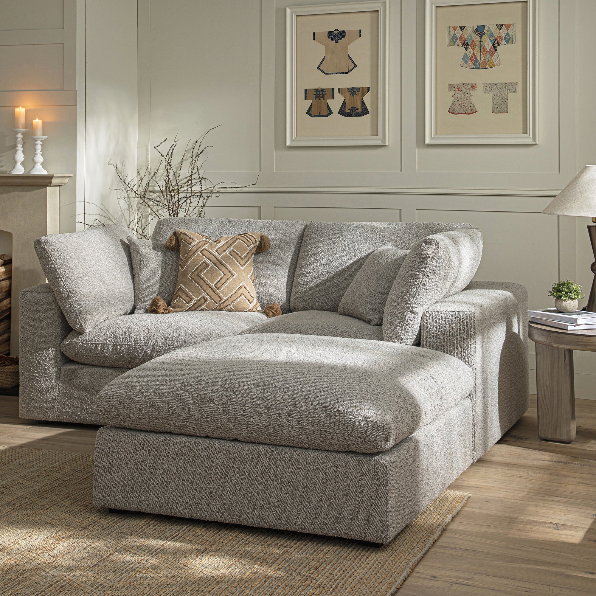 Lutyens Taupe Boucle Modular Sofa, 2-Piece Chaise