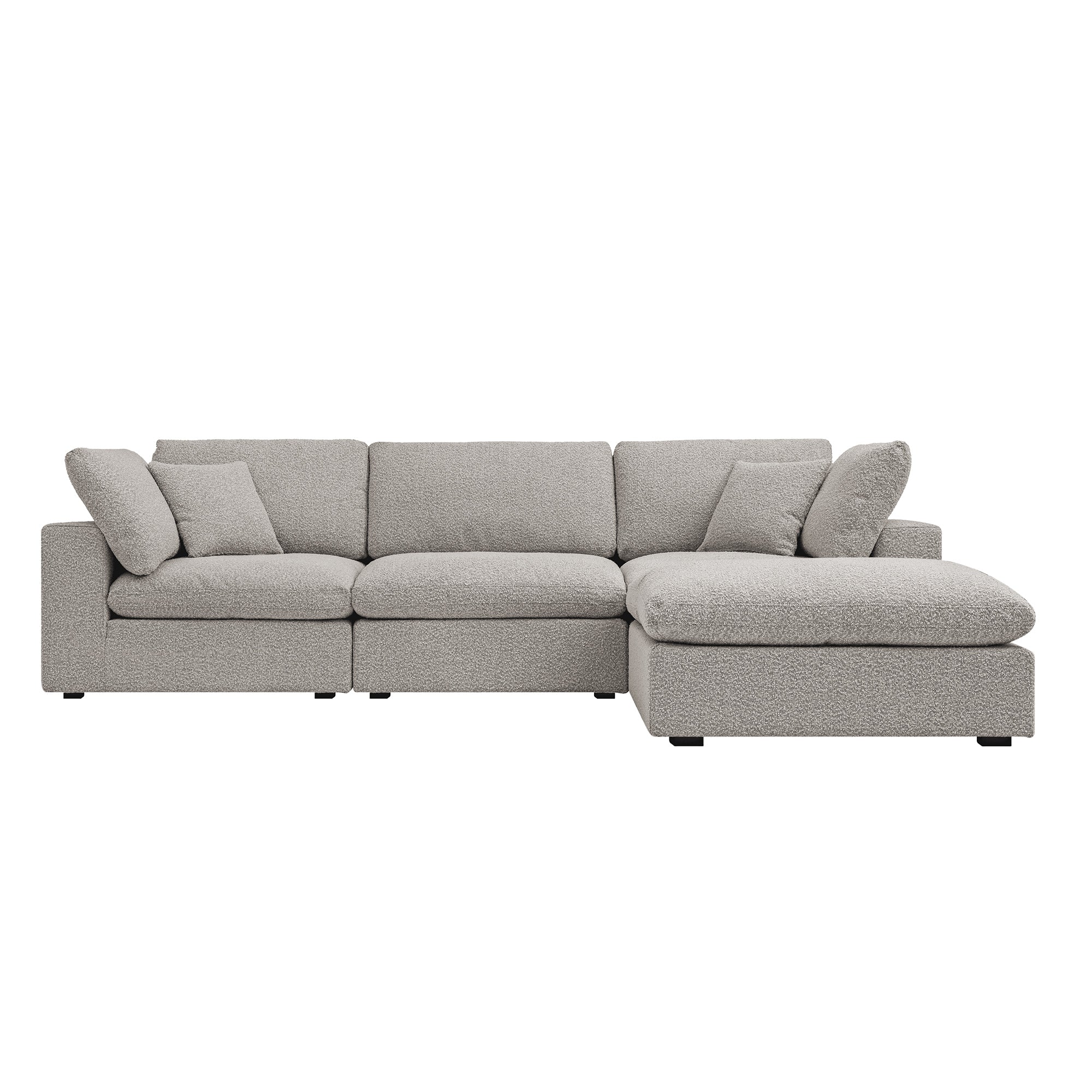 Lutyens Taupe Boucle Modular Sofa, 3-Piece Chaise