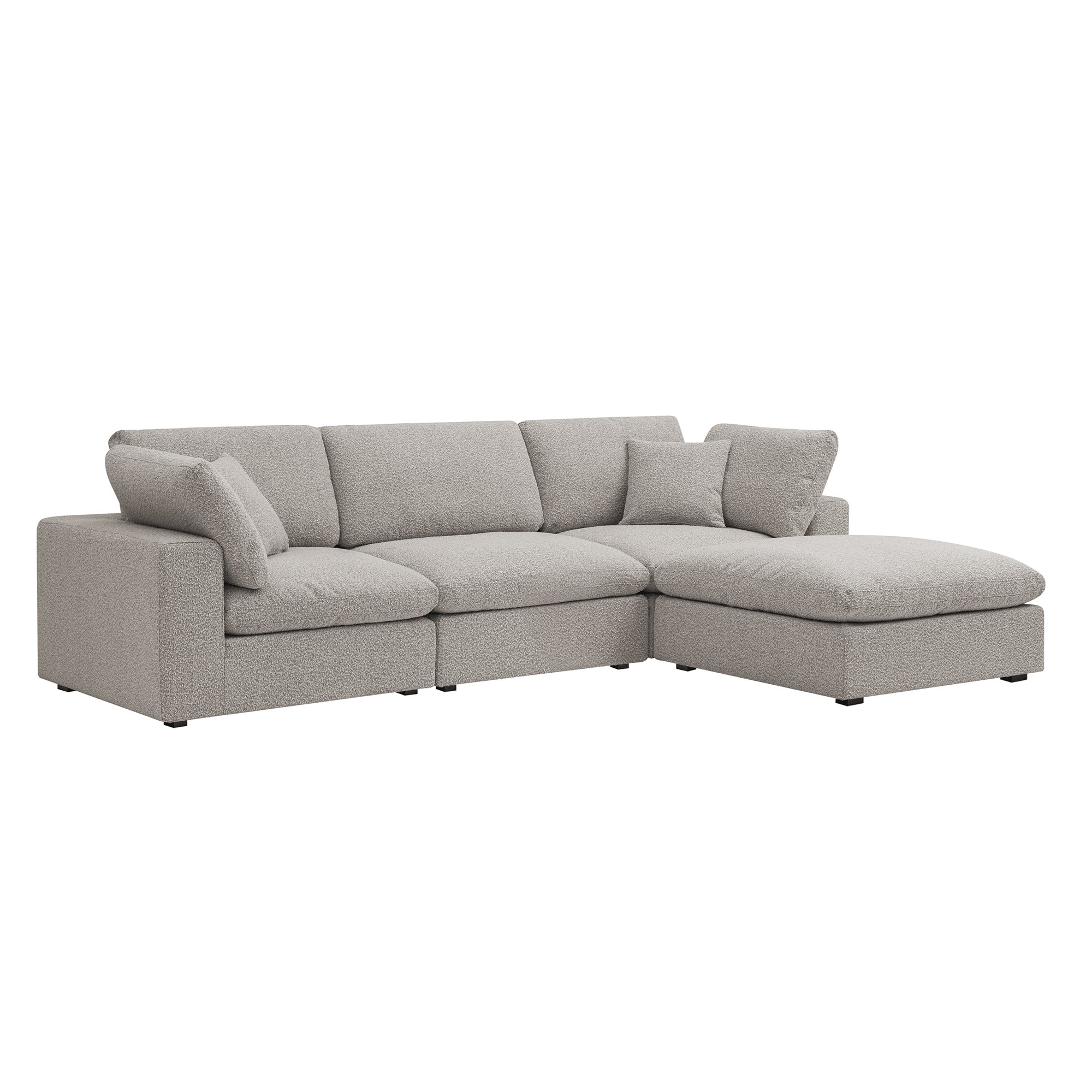 Lutyens Taupe Boucle Modular Sofa, 3-Piece Chaise