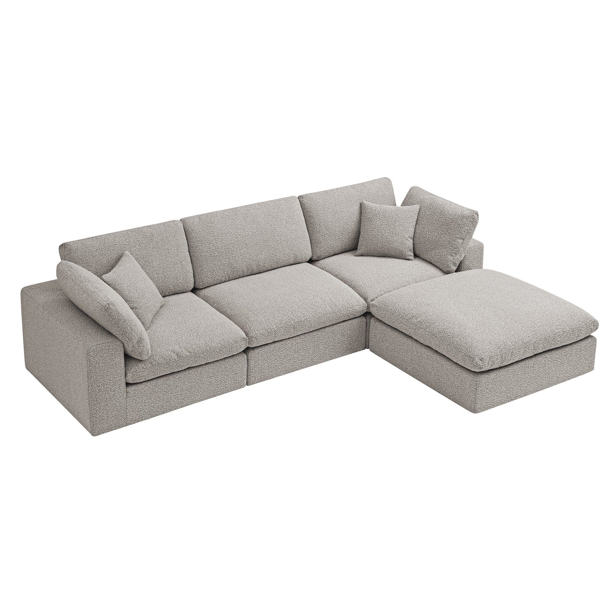 Lutyens Taupe Boucle Modular Sofa, 3-Piece Chaise