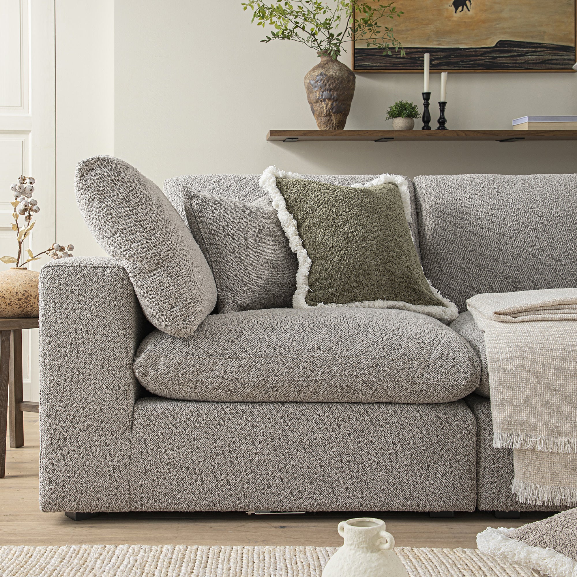 Lutyens Taupe Boucle Modular Sofa, 3-Piece