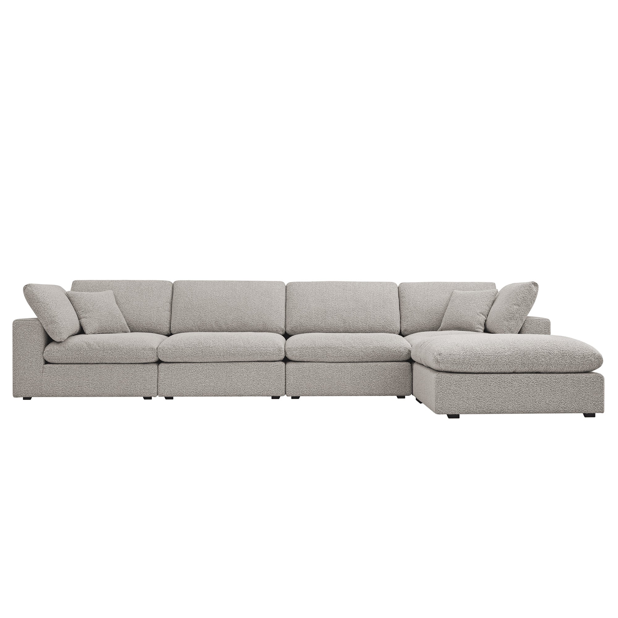 Lutyens Taupe Boucle Modular Sofa, 4-Piece Chaise