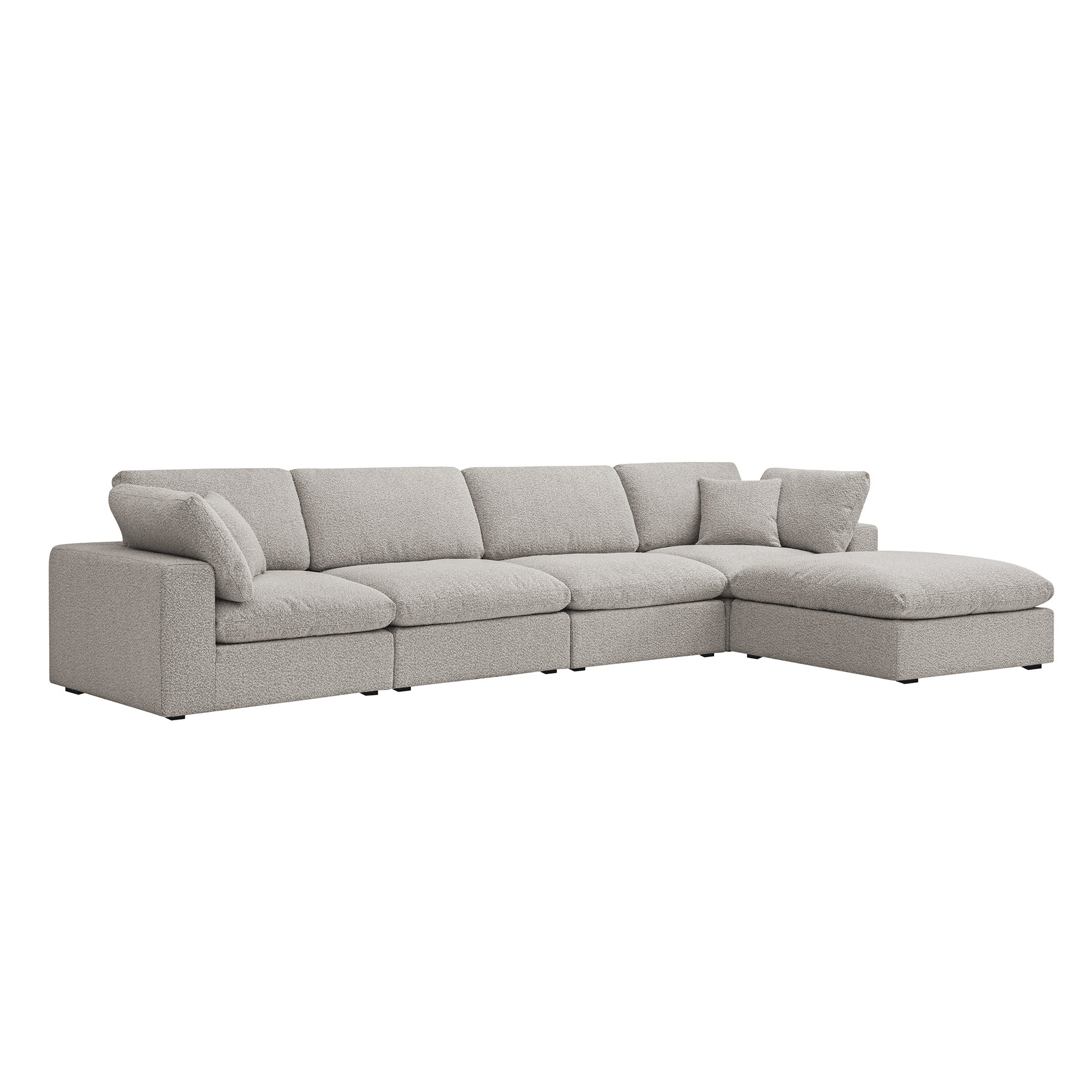 Lutyens Taupe Boucle Modular Sofa, 4-Piece Chaise